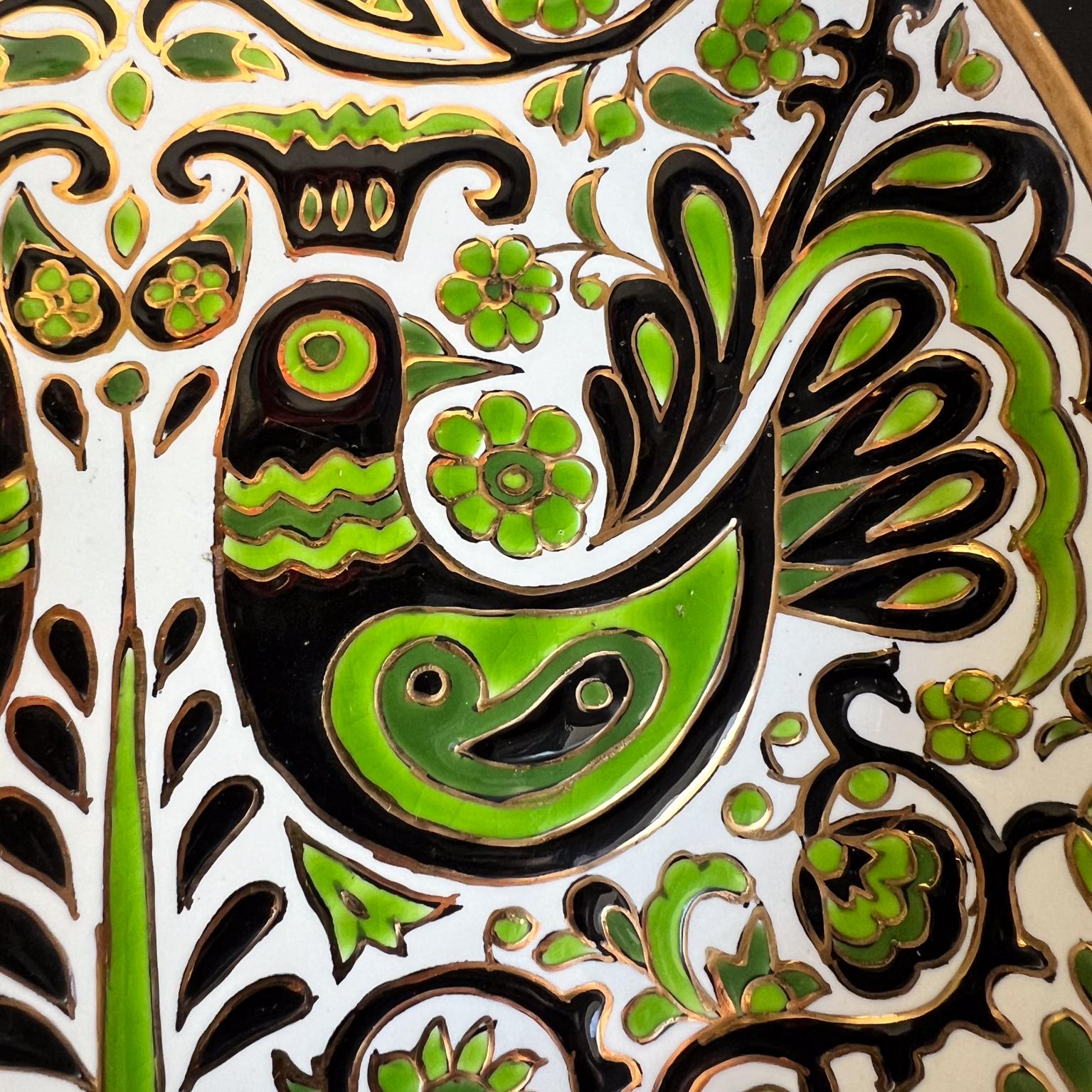 Rodos Keramik Hand Painted Green Plate Decorative Wall Decor In Good Condition For Sale In Chula Vista, CA