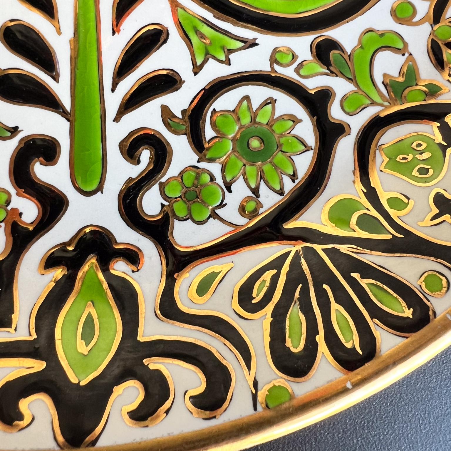 20th Century Rodos Keramik Hand Painted Green Plate Decorative Wall Decor For Sale
