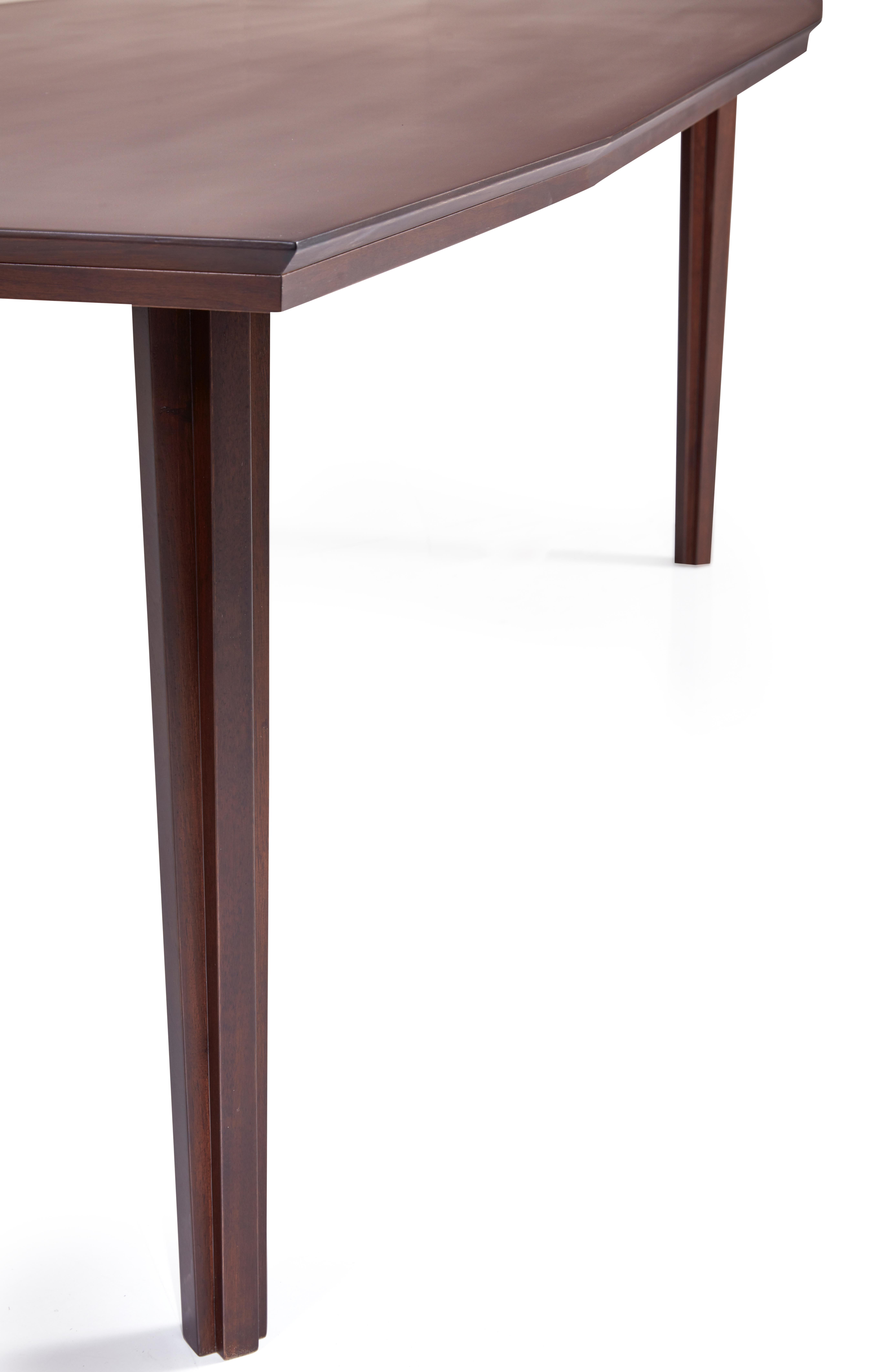 Modern Rodos Table, Solid Wood with Slightly Angular End Dining Table For Sale