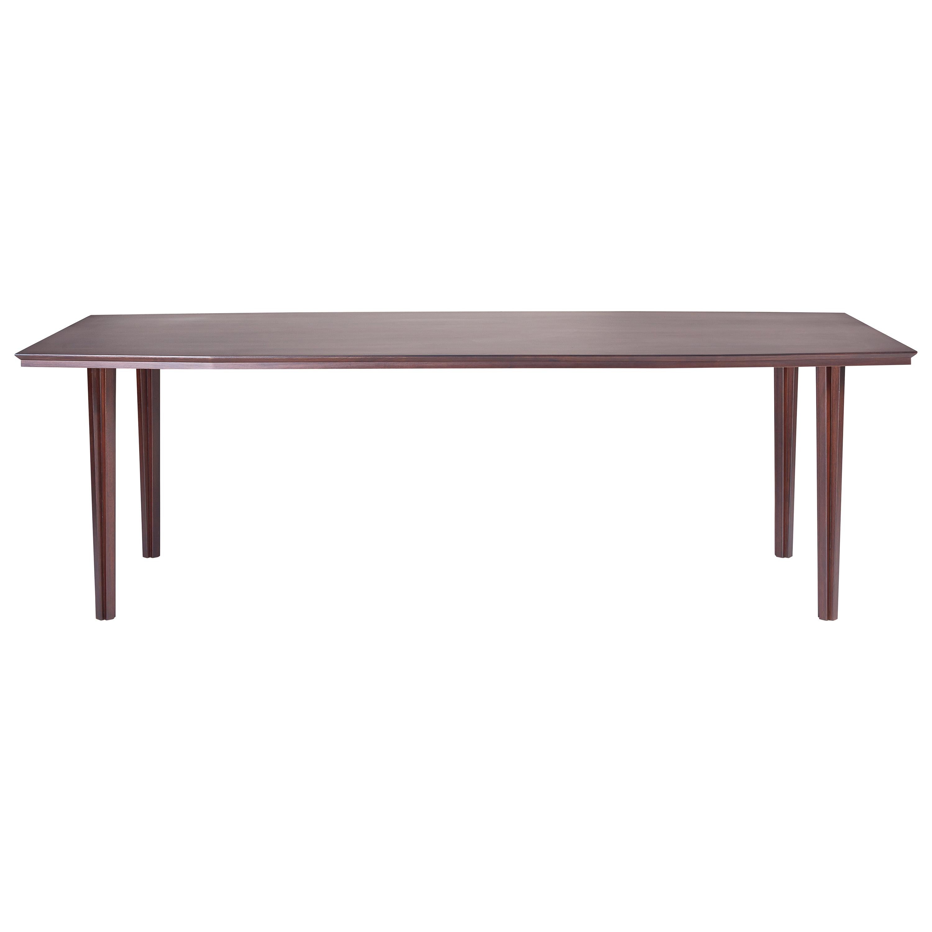 Rodos Table, Solid Wood with Slightly Angular End Dining Table For Sale