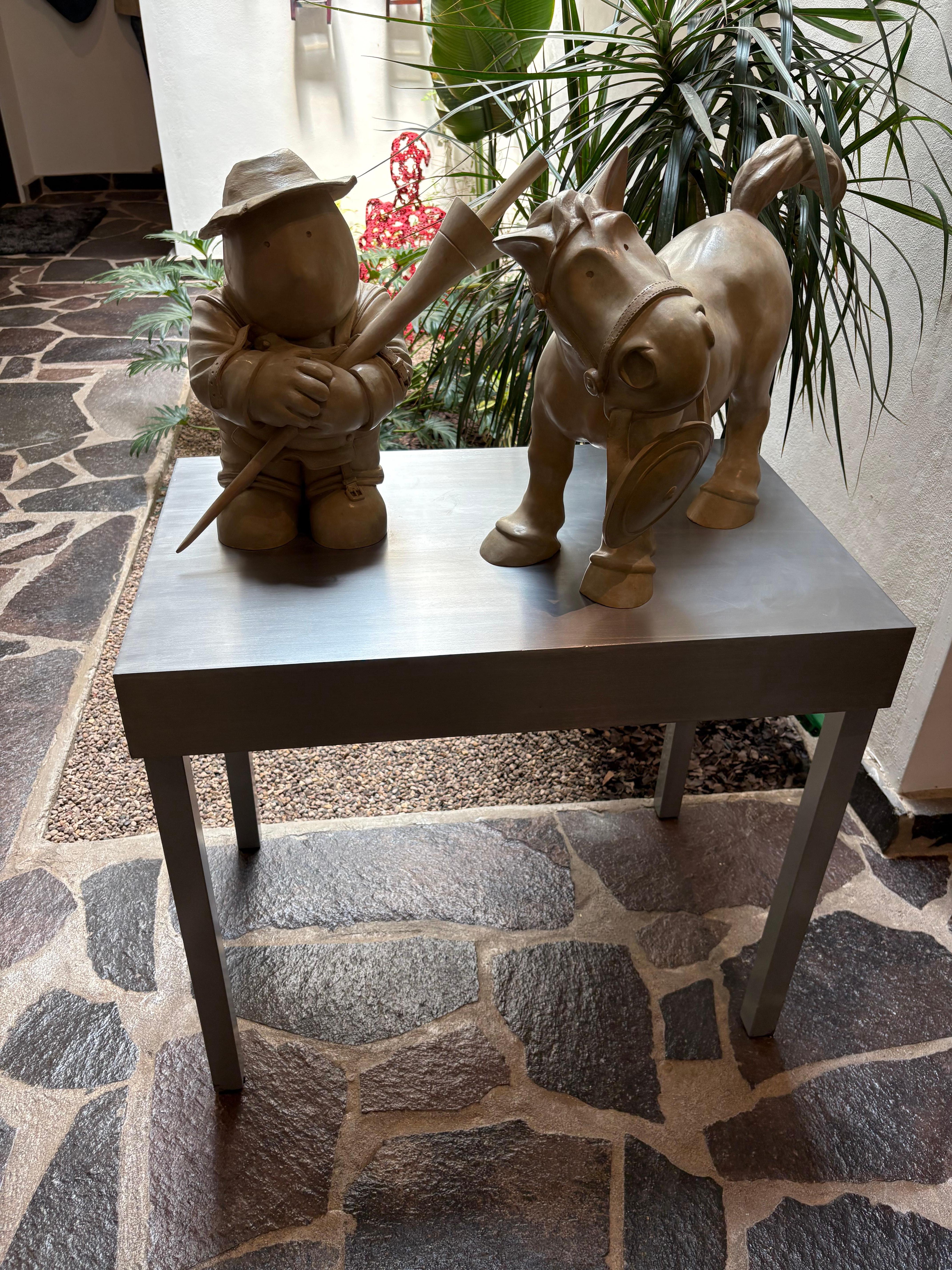 Rodrigo de la Sierra Figurative Sculpture - Sancho y Rocinante En Busca de Cervantes