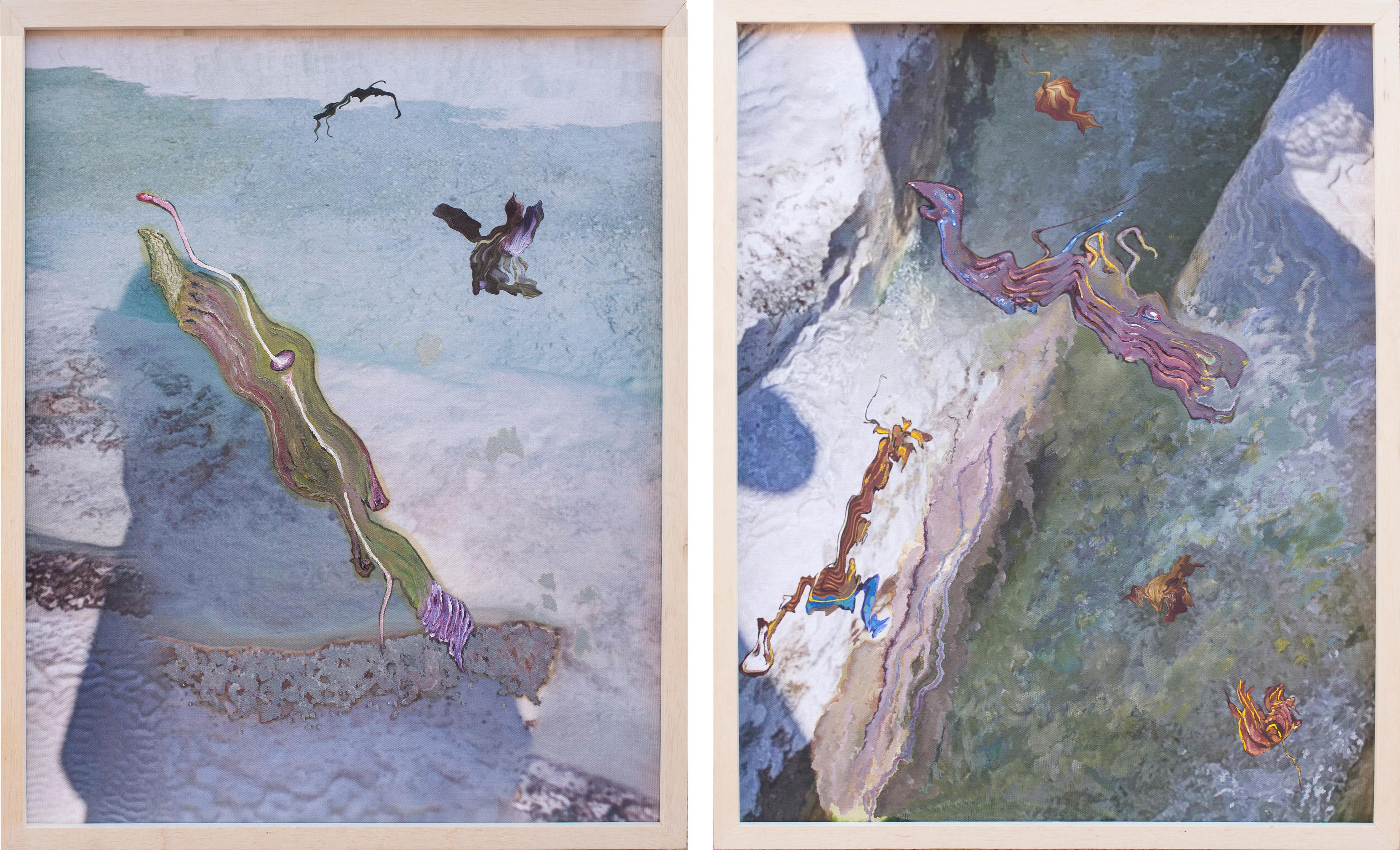 V.I.I. e II. senza titolo. Dipinti. Dalla serie Medium - Screen Time - Mixed Media Art di RODRIGO ETEM