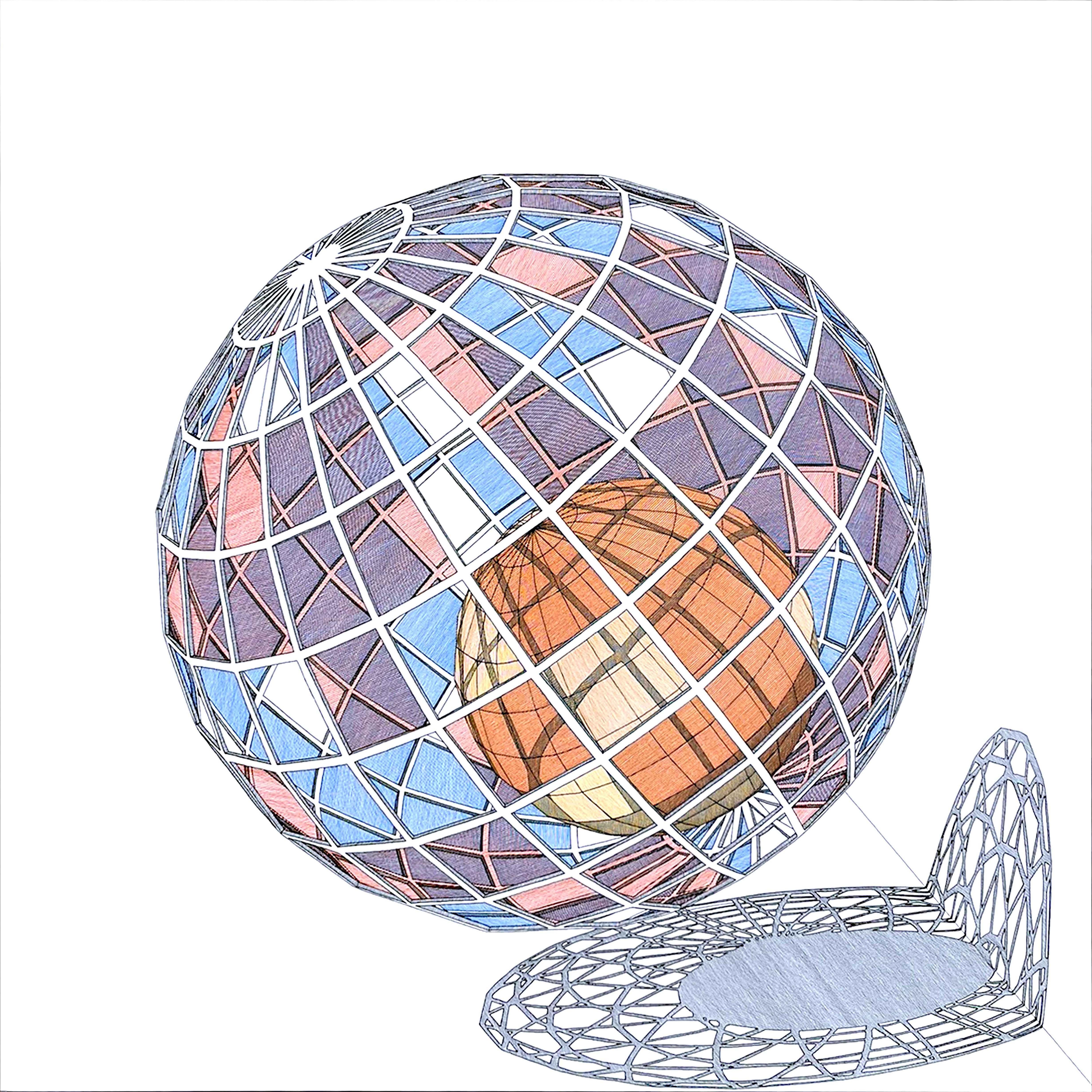 Esfera Esquina. Dalla serie Le illusioni della linea - Painting Astratto di Rodrigo Spinel 