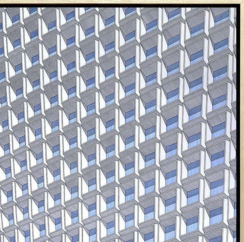 Estructura Gradual Doble and Esfera Cubos 2, Diptych by Rodrigo Spinel 
From The Illusions of the Line Series
Ink on Hahnemühle Photo canvas 320gr.
Overall Image size: 104 cm H x 208 cm W
Overall Frame size: 106 cm H x 212 cm W x 4 cm D
Individual