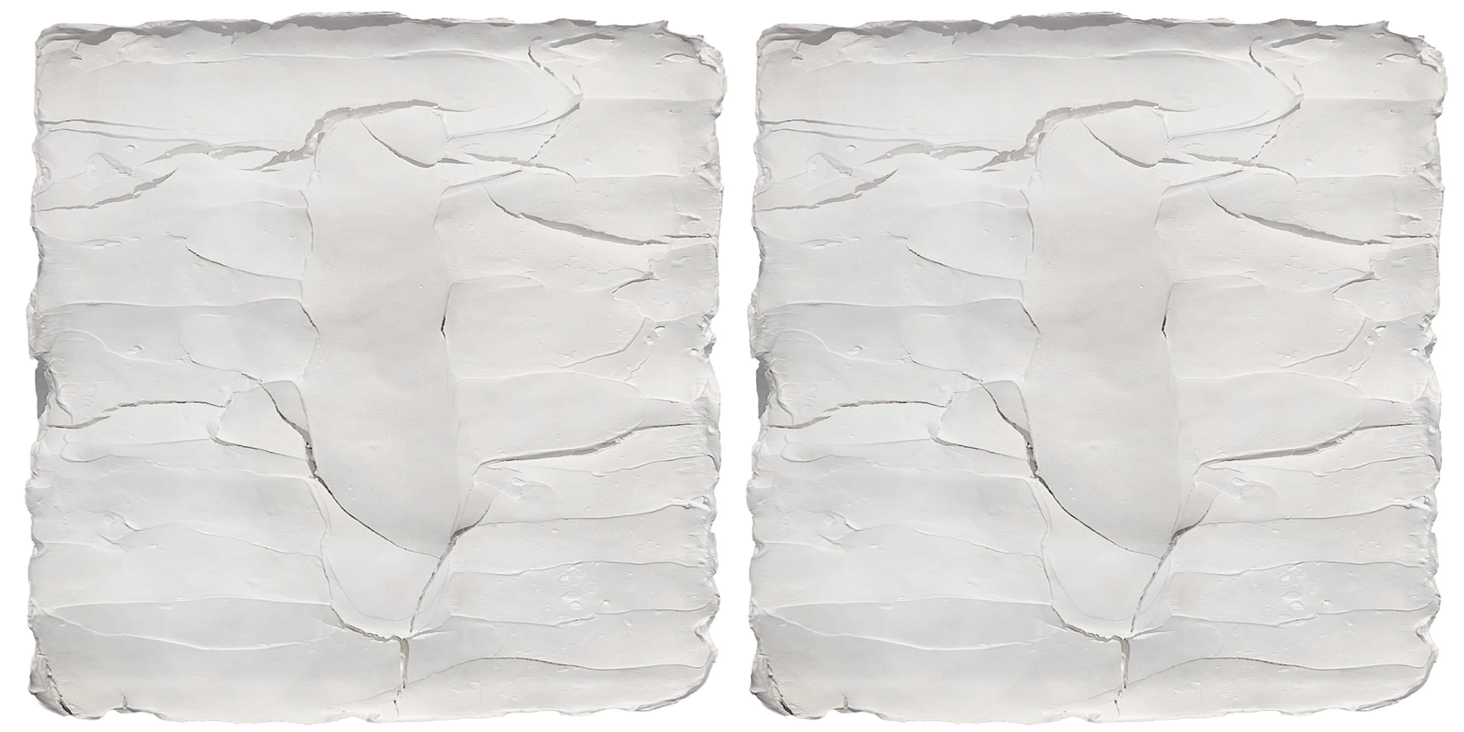 Ragisména series. Set of 2 wall Sculpture White M5, Abstract - Mixed Media Art by Rodrigo Zuliani Hauck Zampol