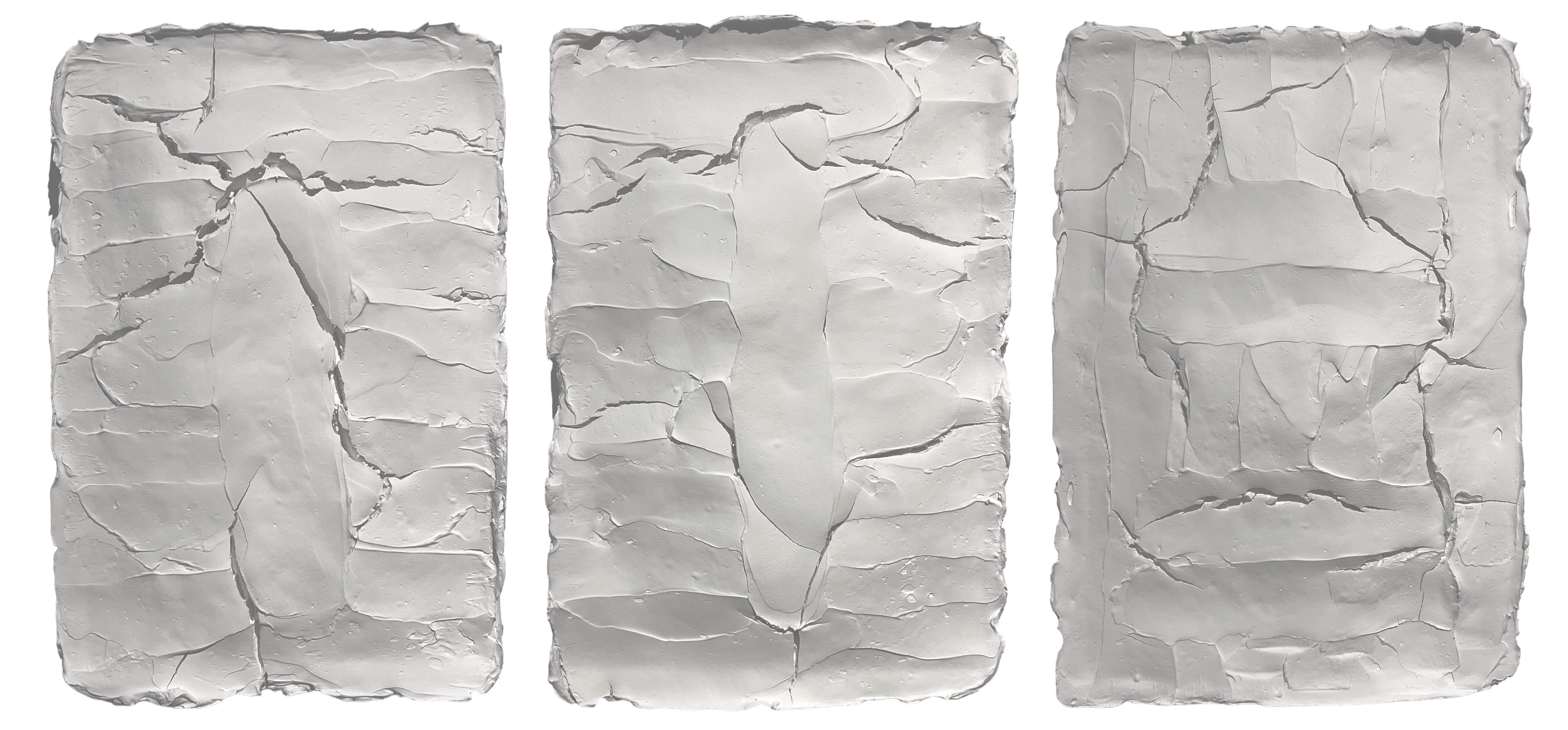 Série Ragisména Blanc M1, M5 et M2 Triptyque, Sculpture abstraite 