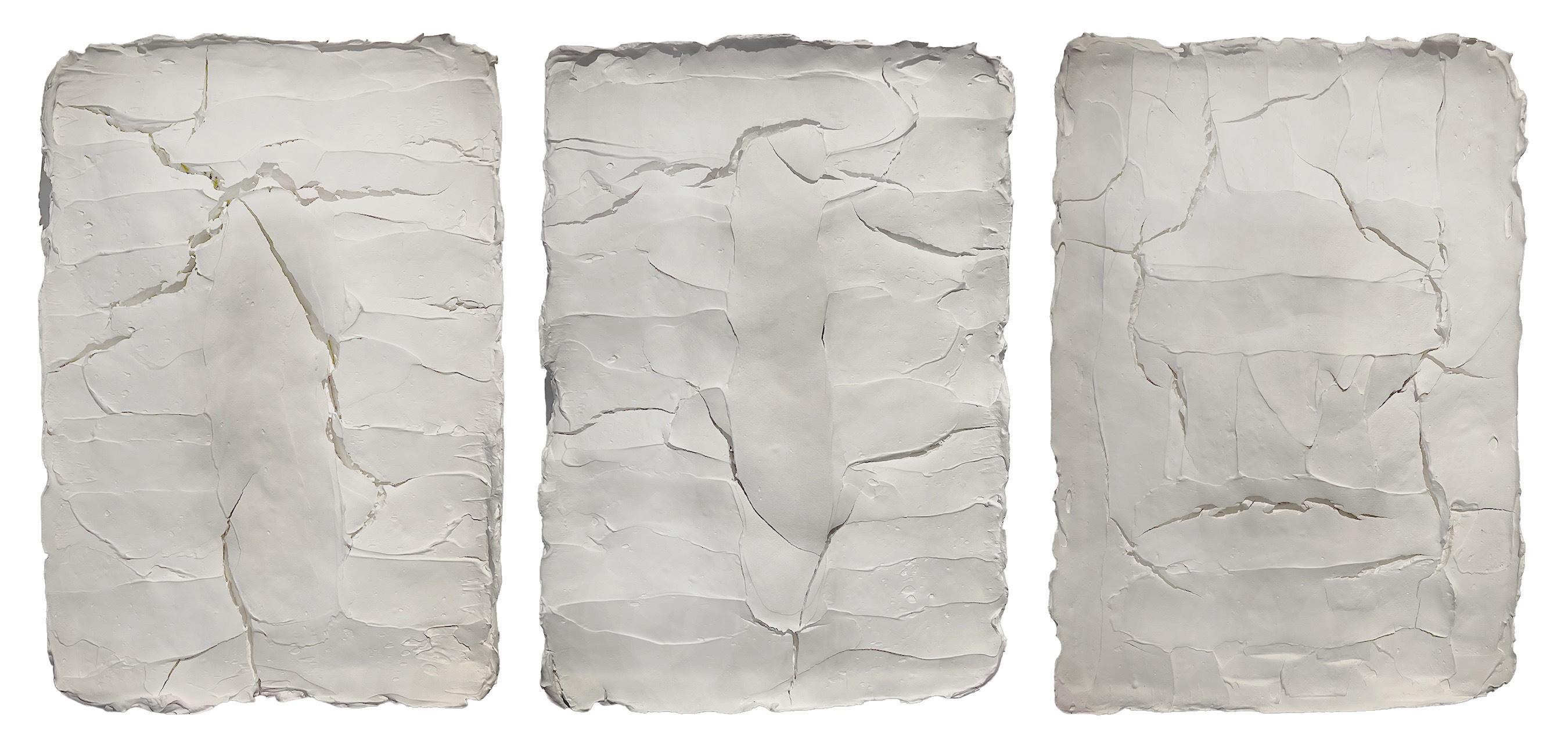 Ragisména series White M1, M5 and M2 Triptych, Abstract Sculpture - Mixed Media Art by Rodrigo Zuliani Hauck Zampol