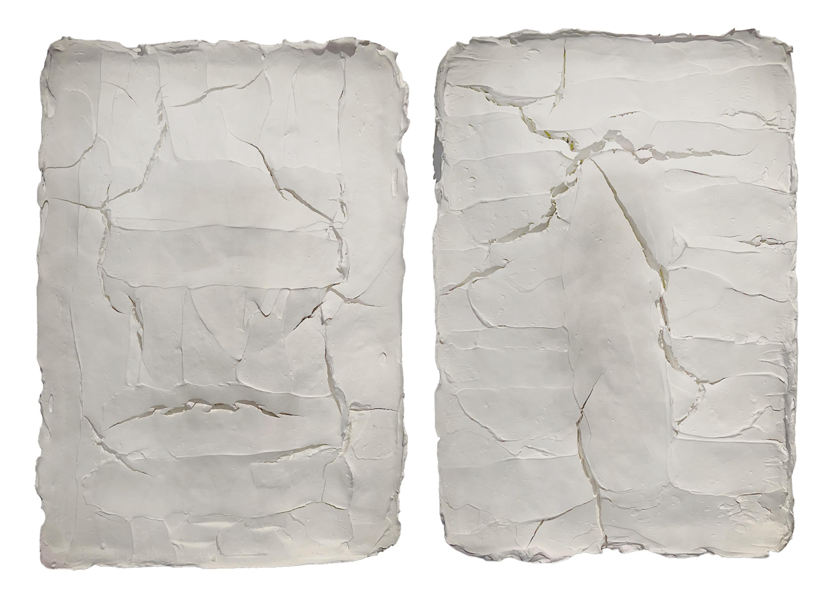 Ragisména Serie Weiß M2 und M1, Diptychon, Abstrakte Skulptur
