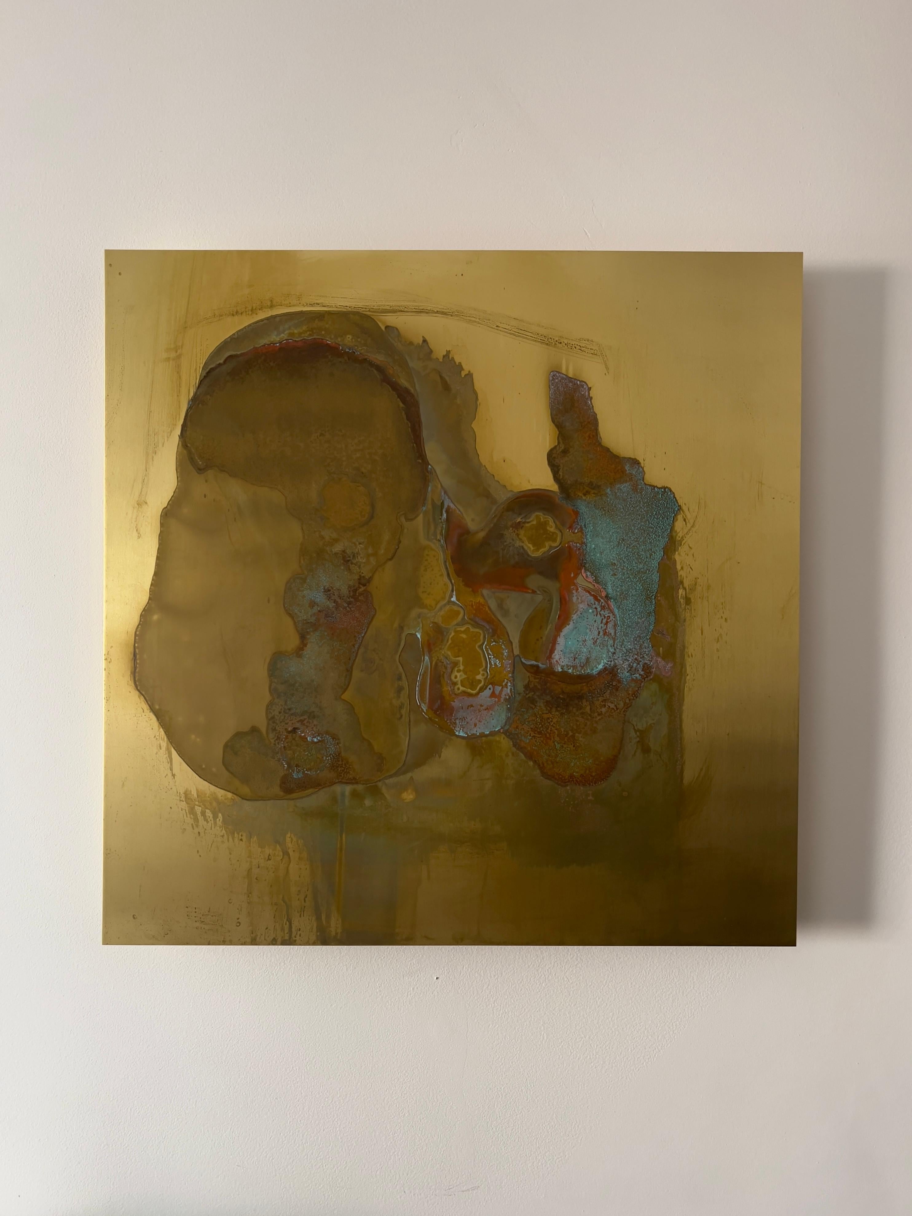 Set of 3 Wall sculptures, 2023  by Rodrigo Zampol
From Umbra Series
Oxidated and varnished brass. Wooden chassis
Overall size: 50 cm H x 150 cm W
Individual size: 50 cm H x 50 cm W
Weight: 9 kg
Unique pieces

Signed on the back
The piece has a
