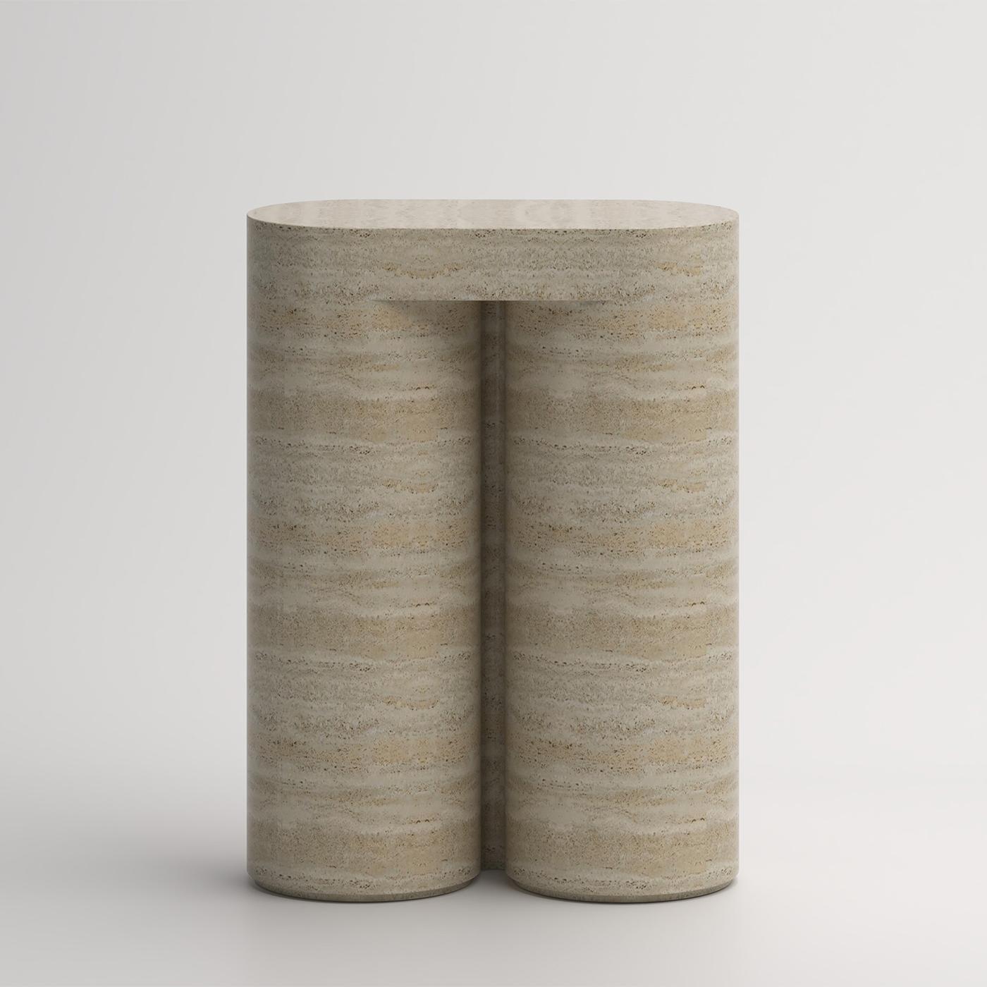 Console table rods travertine all in 
carved and polished travertine marble.