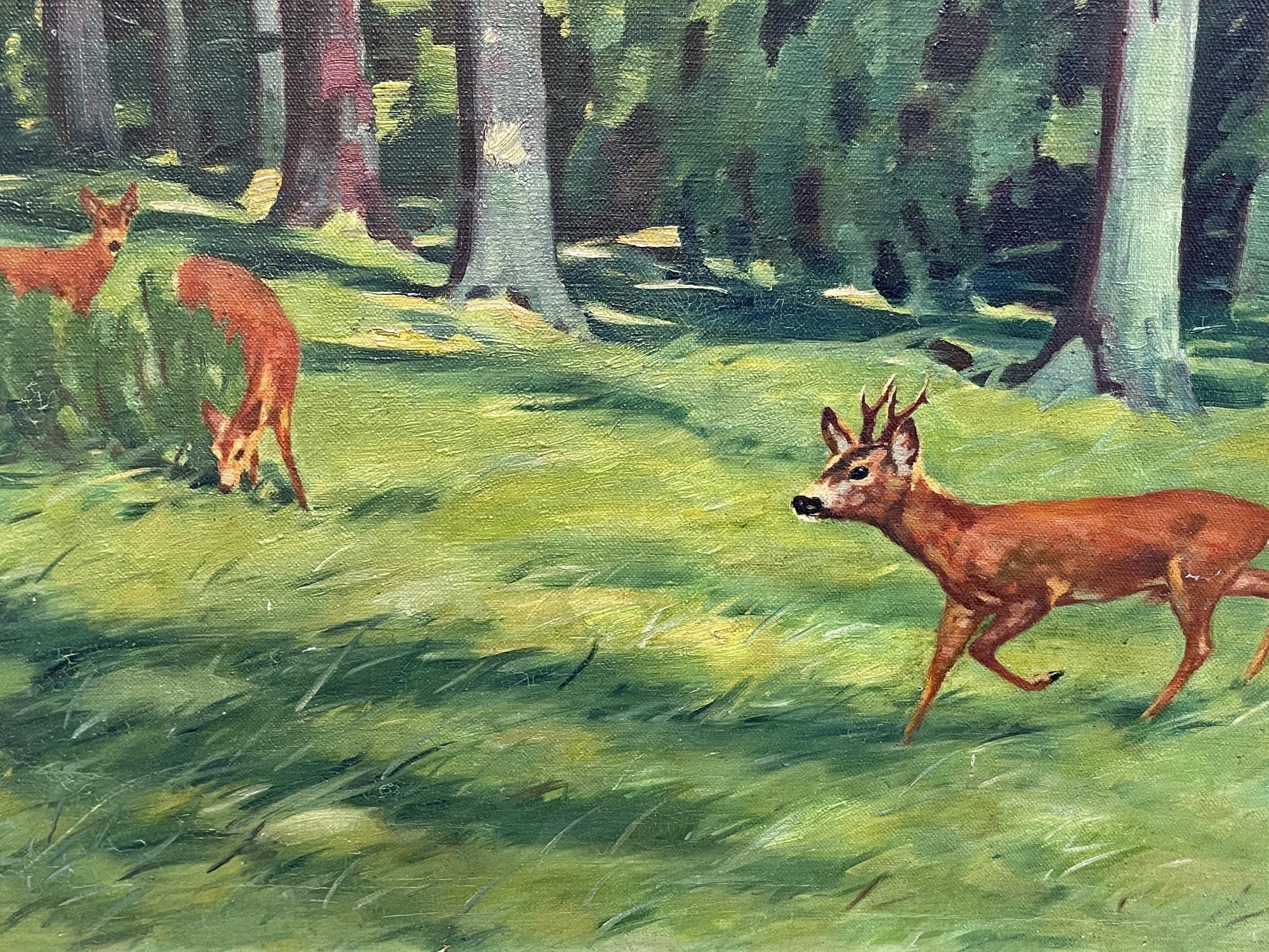 Roe Deer in the Wood Painting, Constant Freiher Byon, 1910 3
