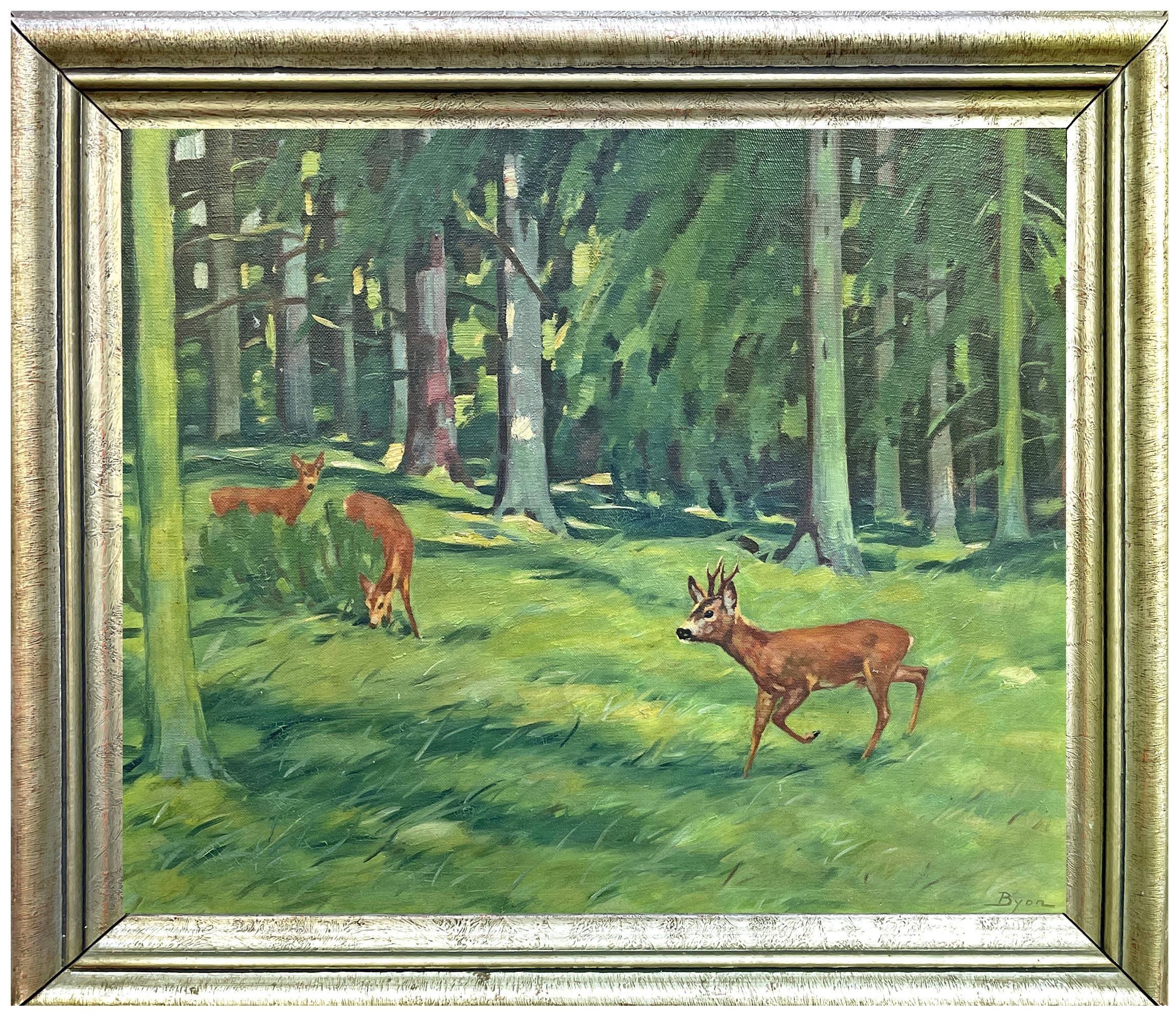 Roe Deer in the Wood Painting, Constant Freiher Byon, 1910 6