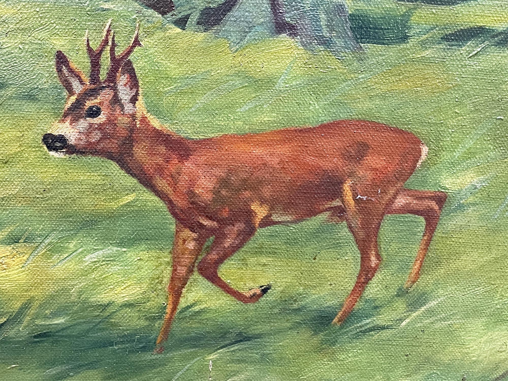 Early 20th Century Roe Deer in the Wood Painting, Constant Freiher Byon, 1910