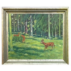 Roe Deer in the Wood Painting, Constant Freiher Byon, 1910