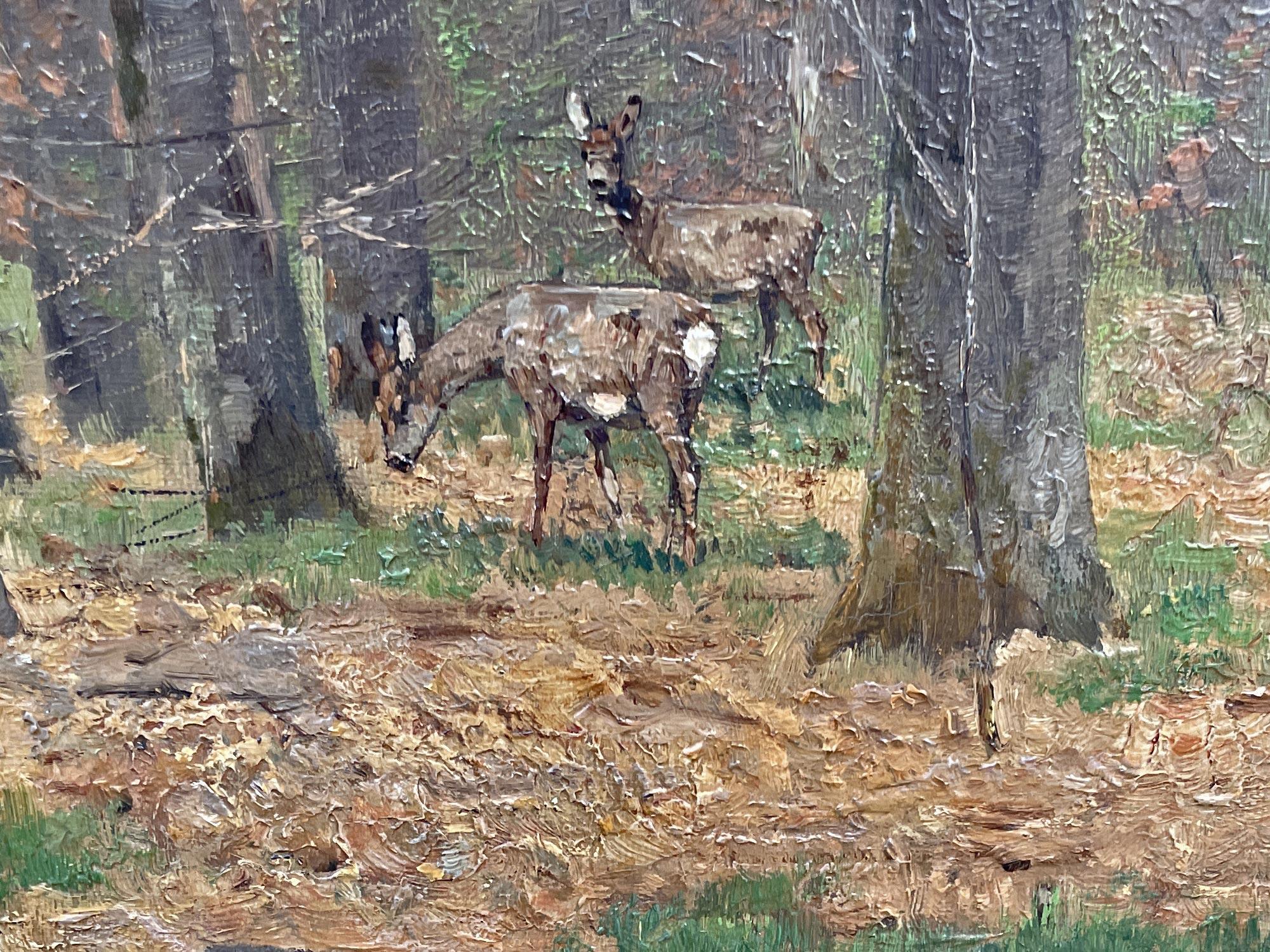 Roe Deer in the Woods Oil on Canvas Painting by Nelson Gray Kinsley For Sale 4