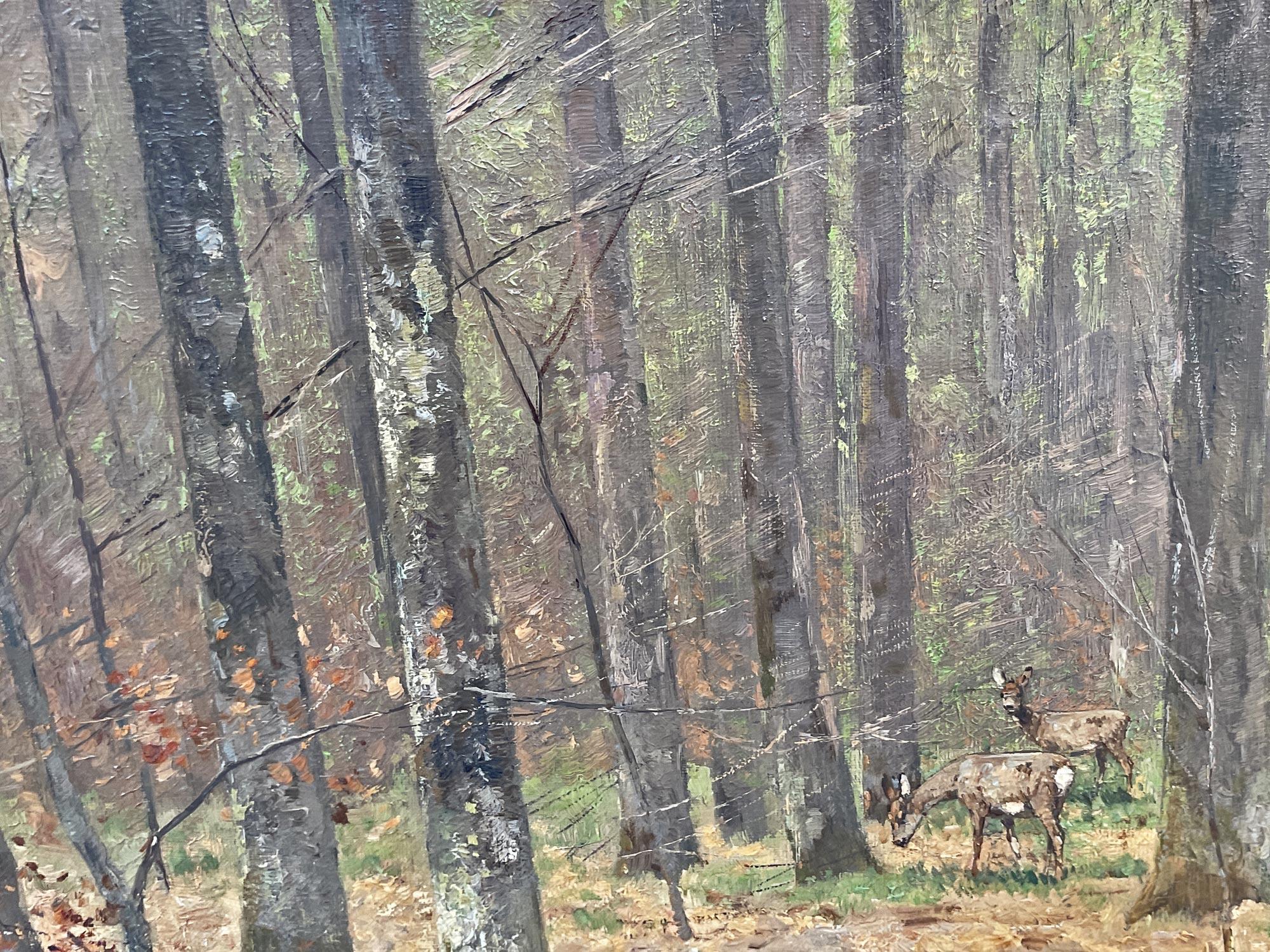 Roe Deer in the Woods, Öl auf Leinwand, Gemälde von Nelson Gray Kinsley im Angebot 6