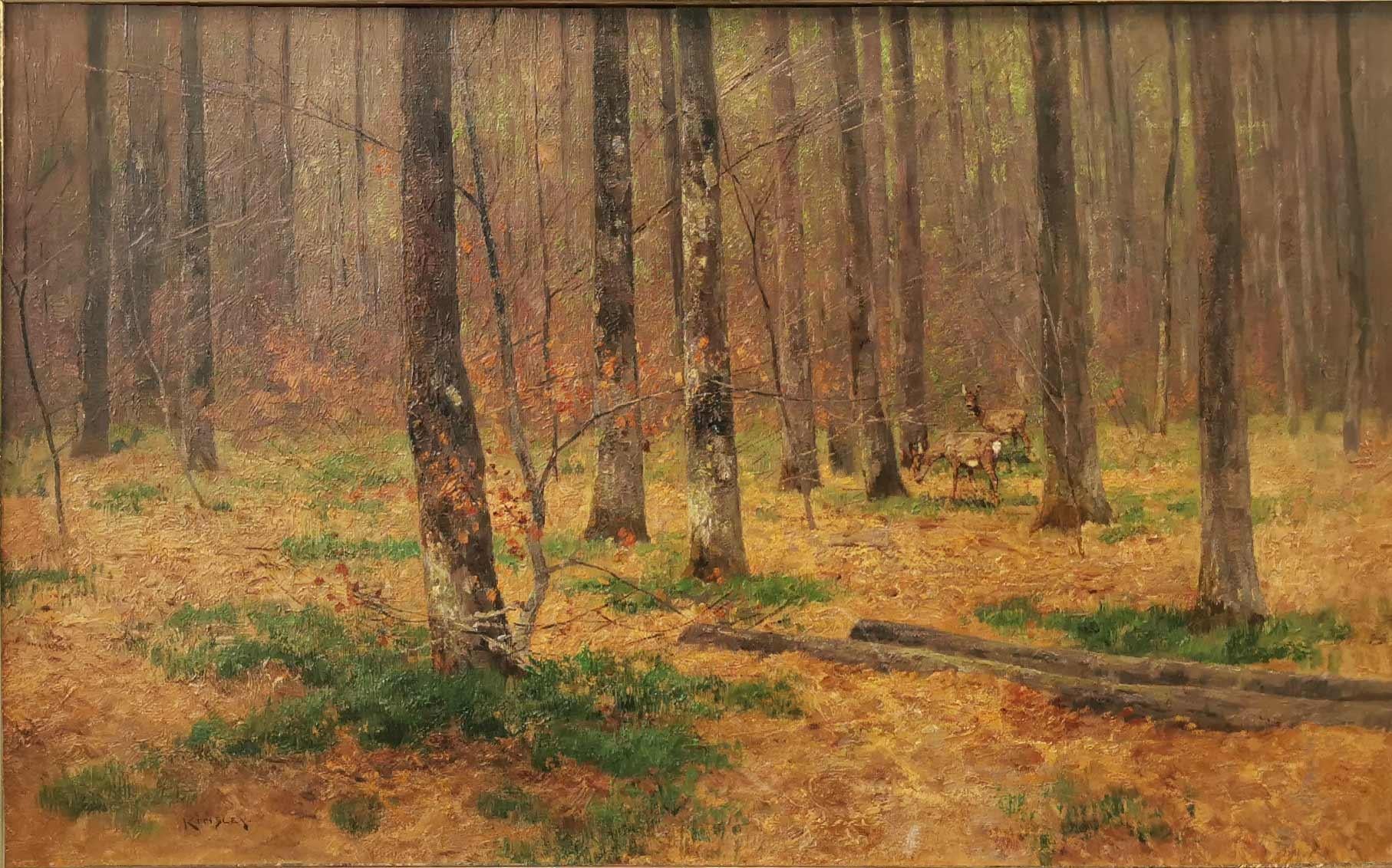 Roe Deer in the Woods, Öl auf Leinwand, Gemälde von Nelson Gray Kinsley im Angebot 7