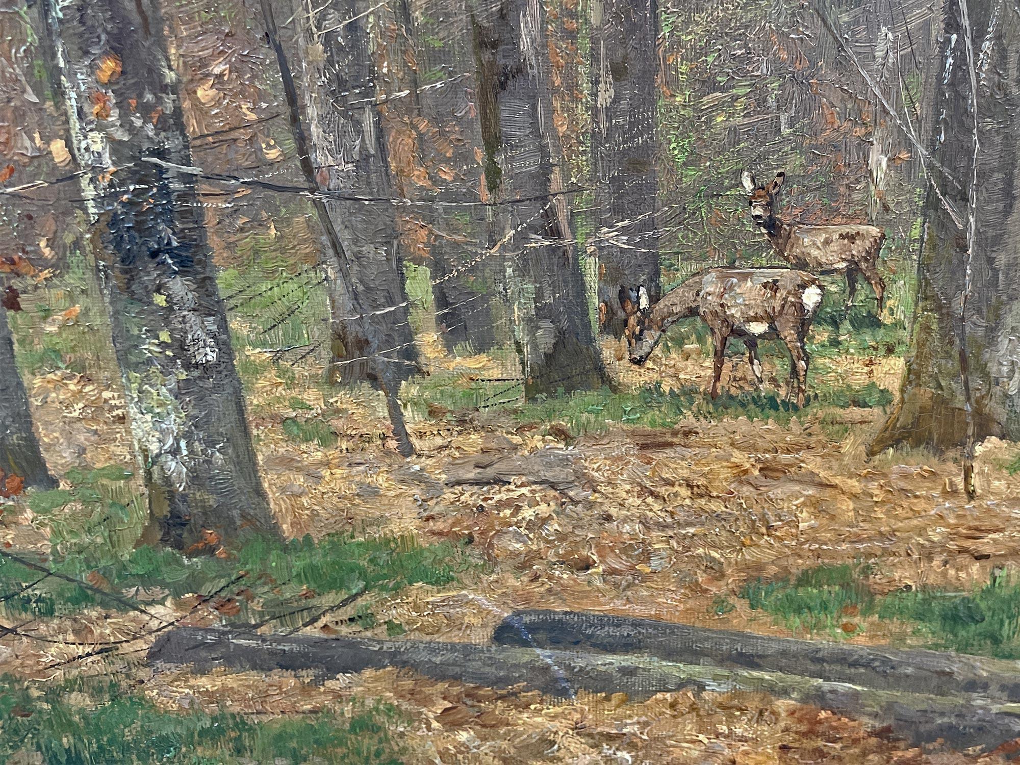 Roe Deer in the Woods, Öl auf Leinwand, Gemälde von Nelson Gray Kinsley im Angebot 1
