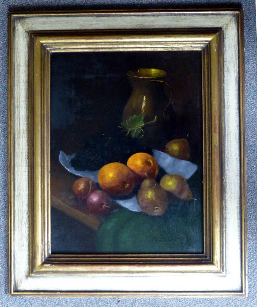 Sans titre - [Nature morte aux fruits variés] - PAIRE (2) - Marron Still-Life Painting par Roel Wildeboer 