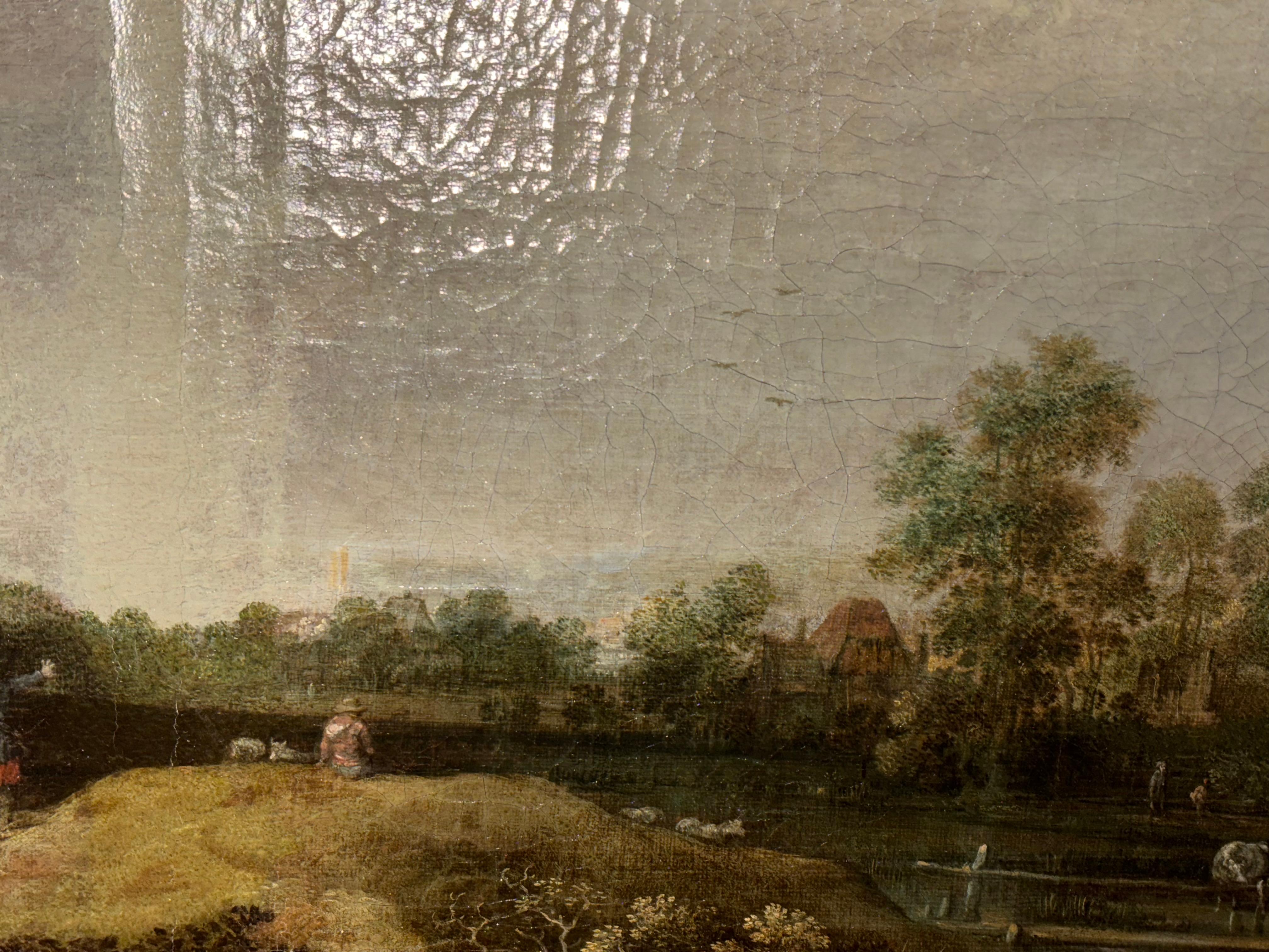 Strada per Emmaus in un paesaggio, Pellegrini, Gillis de Hondecoeter, Antico Maestro in vendita 3