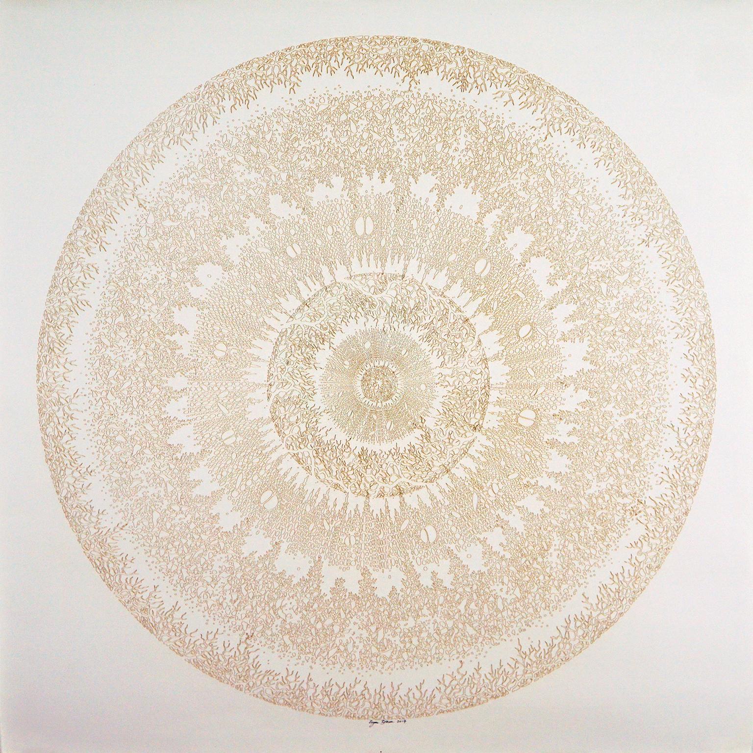 Rogan Brown Abstract Painting - Mandala Variations - Gold 1