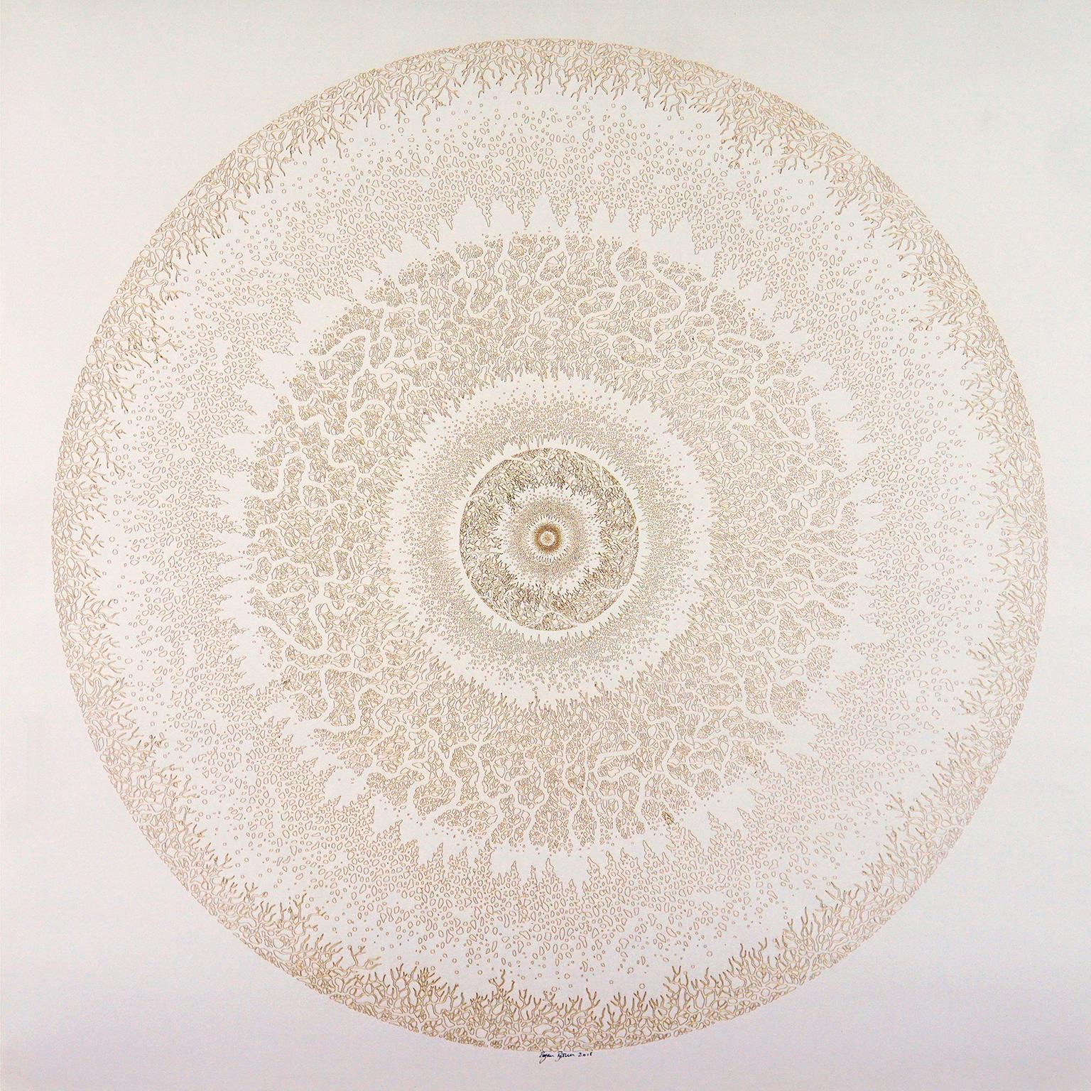 Rogan Brown Abstract Painting - Mandala Variations - Gold 2