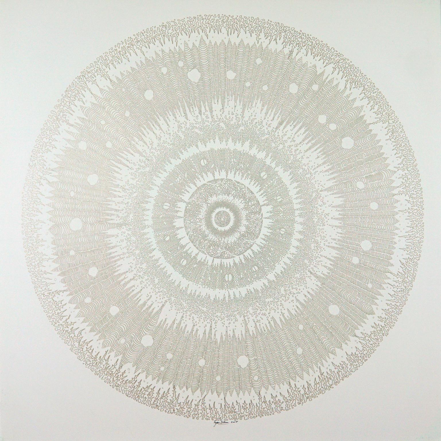 Rogan Brown Abstract Painting - Mandala Variations - Silver 1