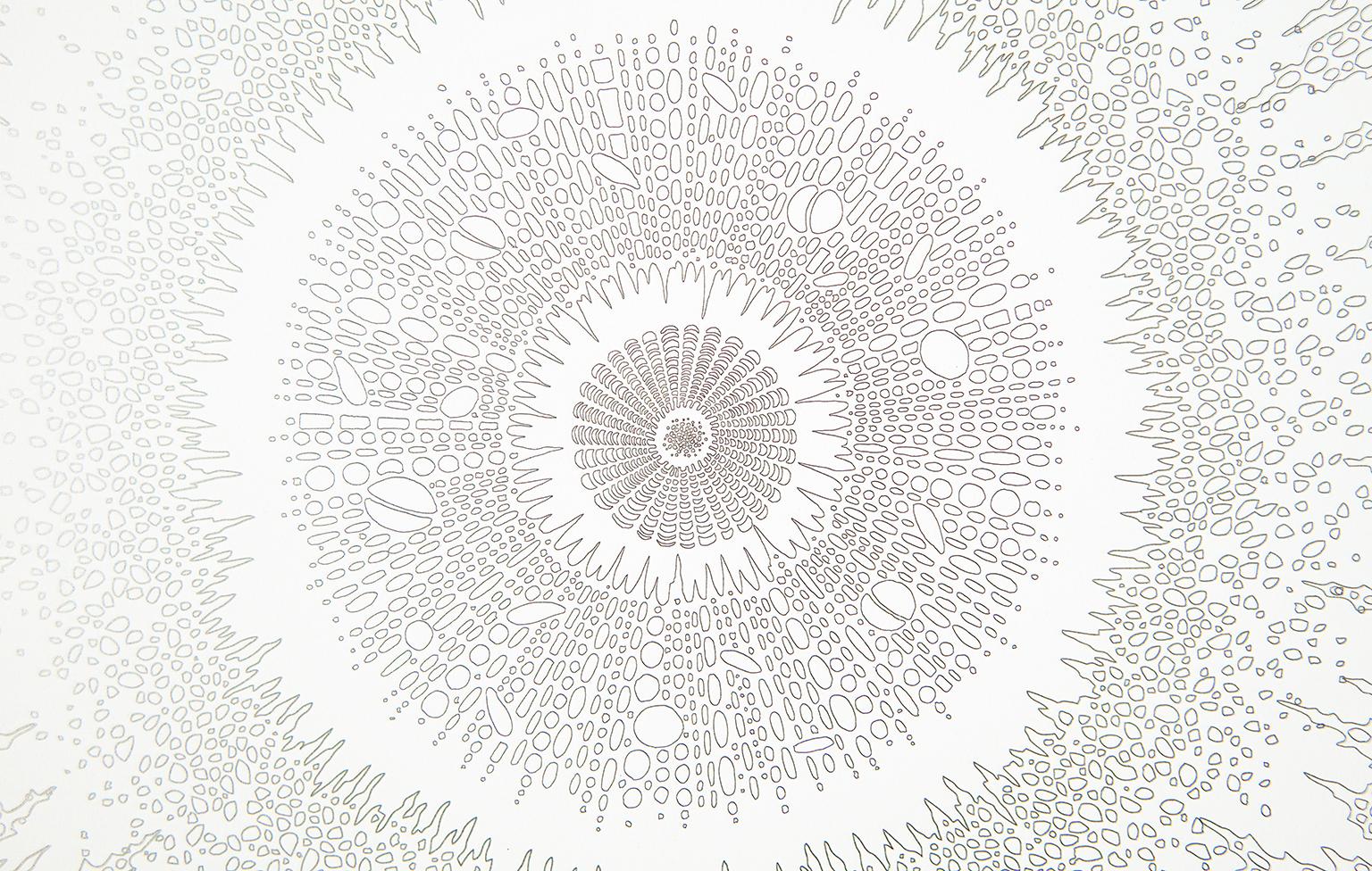 Mandala Variations - Silver 2 by Rogan Brown, 2018.

Laser Etching.

Rogan Brown is a British artist based in France. He studied in London and obtained his BA from Goldsmiths’ College and his MA from QMW College. 
 
In a successful and innovative