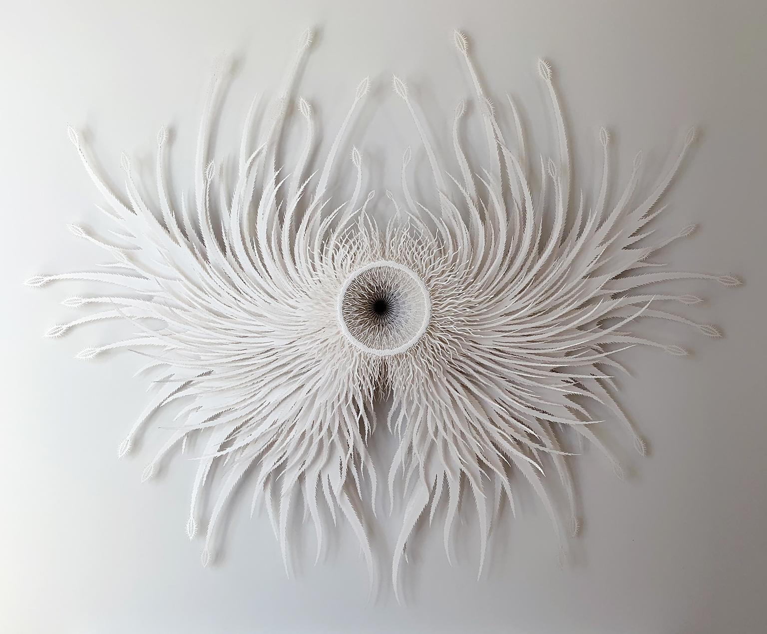 Rogan Brown Abstract Sculpture - "Coral Orchid", Organic Hand Cut, Laser Cut, Paper Wall Sculpture