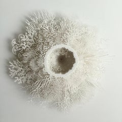 "Ghost Coral", Organic Hand Cut, Laser Cut, Paper Wall Sculpture, White