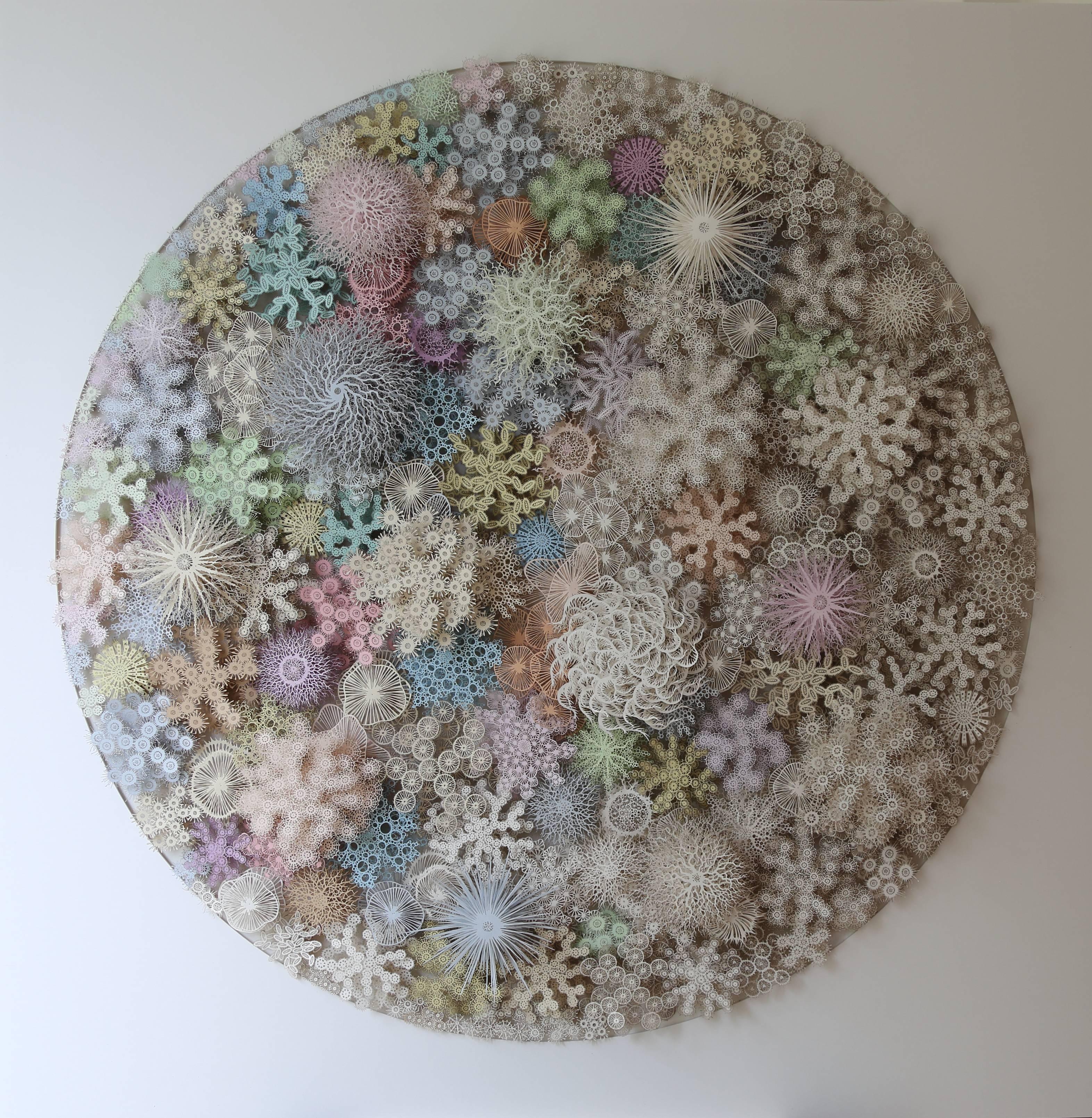 "Magic Circle Color", Wall Sculpture, Hand Cut, Laser Cut Paper