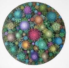 "Magic Circle Deep Color", Hand & Laser Cut Paper Wall Relief Sculpture