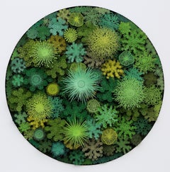 "Magic Circle in Green", Organic Hand Cut, Laser Cut, Paper Wall Sculpture