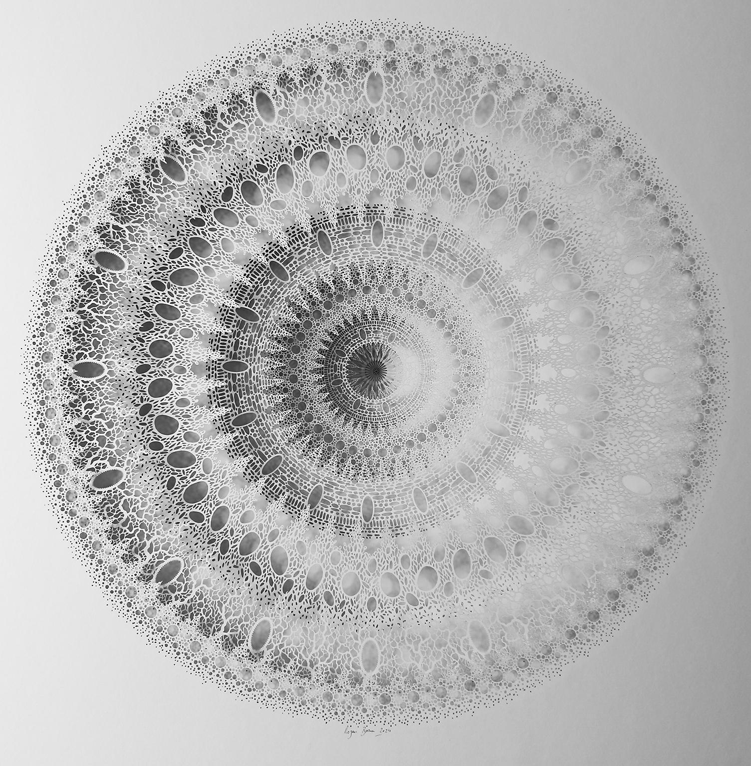 "Piccolo Mandala 1", scultura in rilievo su carta tagliata a mano e al laser
