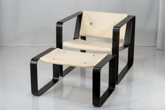 Rogan Gregory Post-Modern Armchair & Ottoman, Leather & Metal, 2007