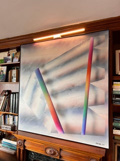 Large original wall art Rogellio Polisello Art Acrylic on Canvas Optic Art 1983