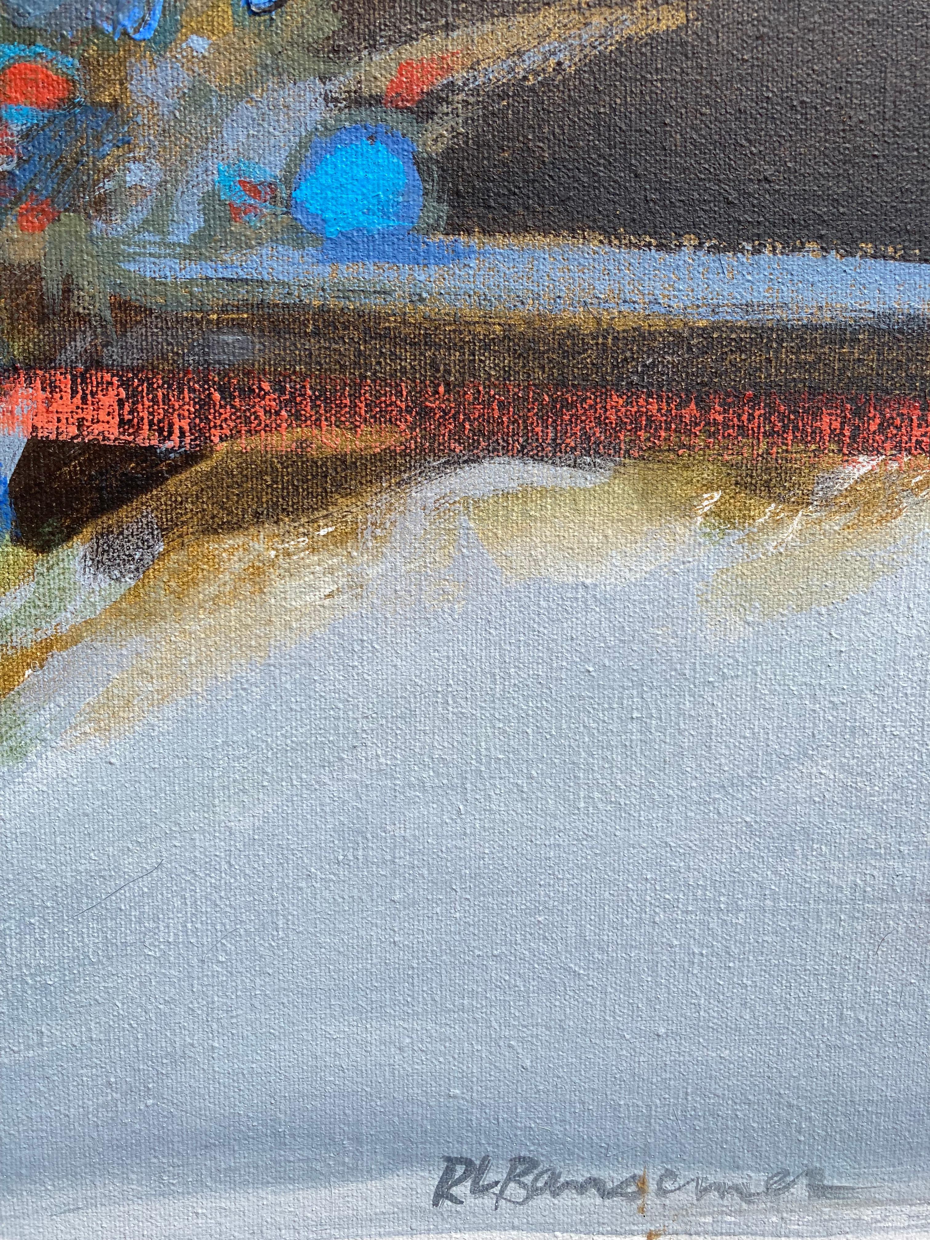 Rinnovamento (Quadro astratto moderno contemporaneo della fine del XX secolo con cornice) - Abstract Painting Grigio di Roger Bansemer