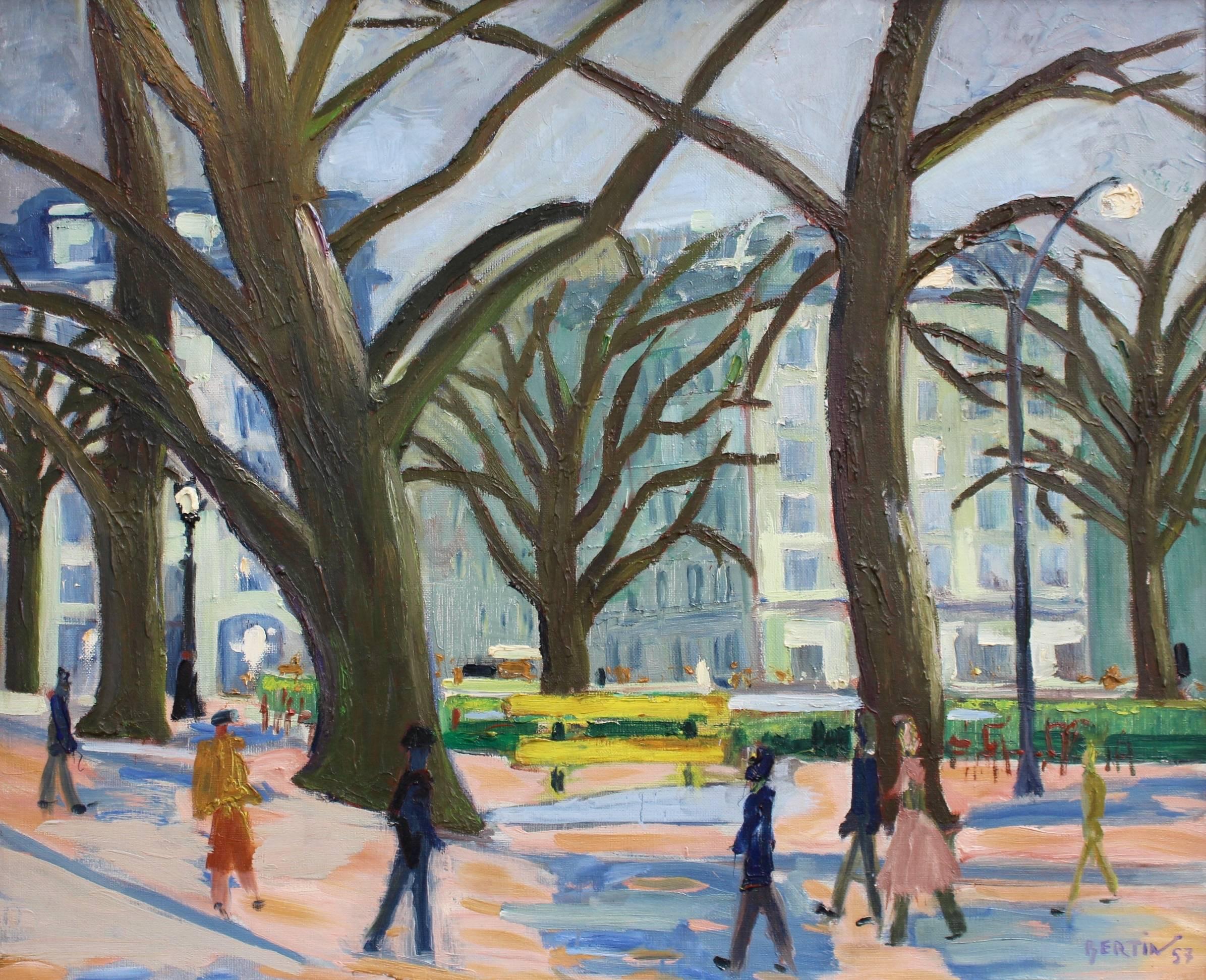 Roger Bertin Figurative Painting - Roundabout on the Champs-Élysées, Paris