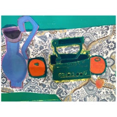 Roger Bezombes Colorful Still Life Lithograph