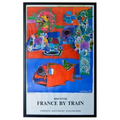 Vintage Roger Bezombes Côte D'Azur Original Travel Poster, 1968