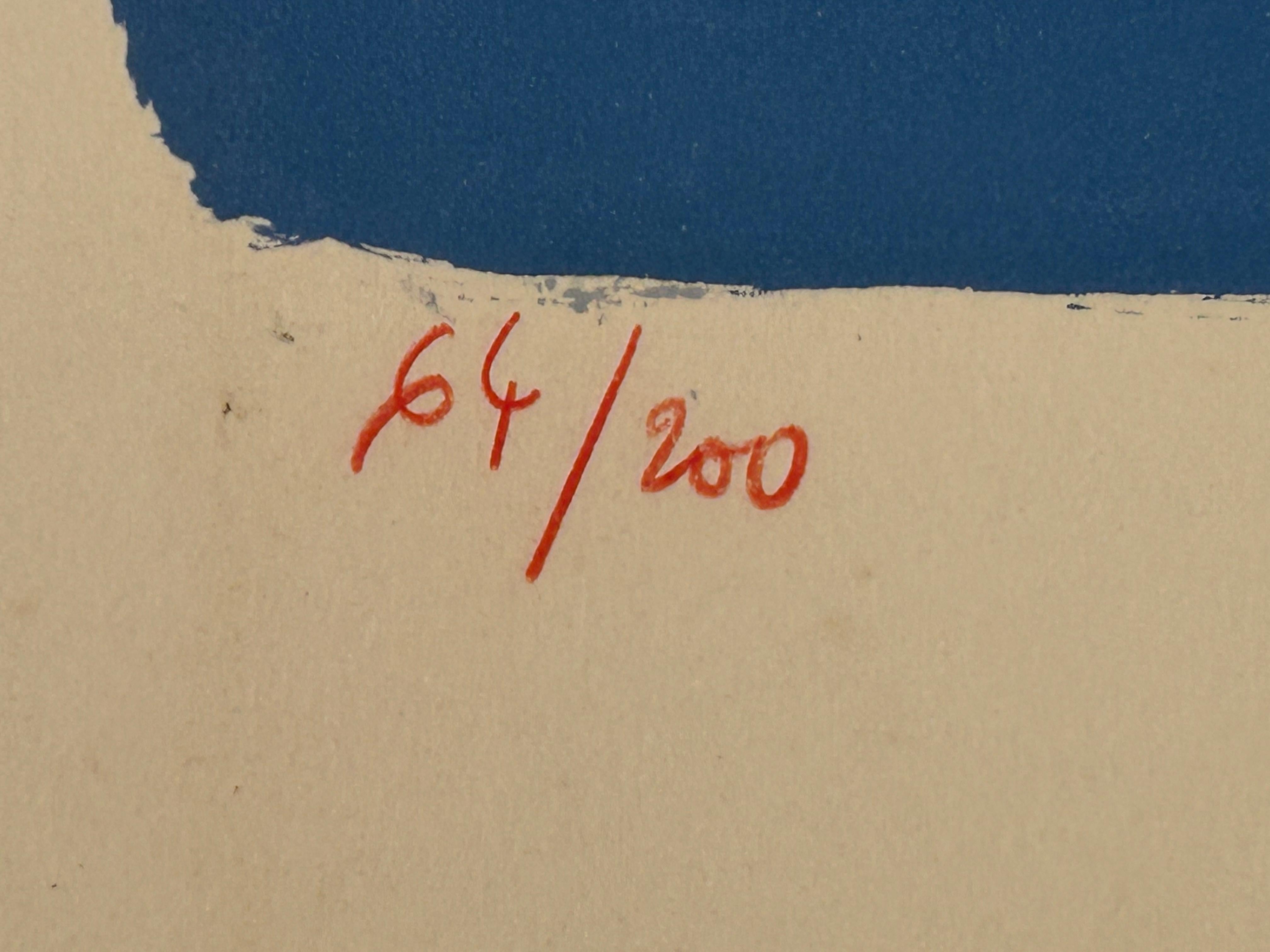 Mid-Century Modern Roger Bezombes Lithographie en édition limitée 