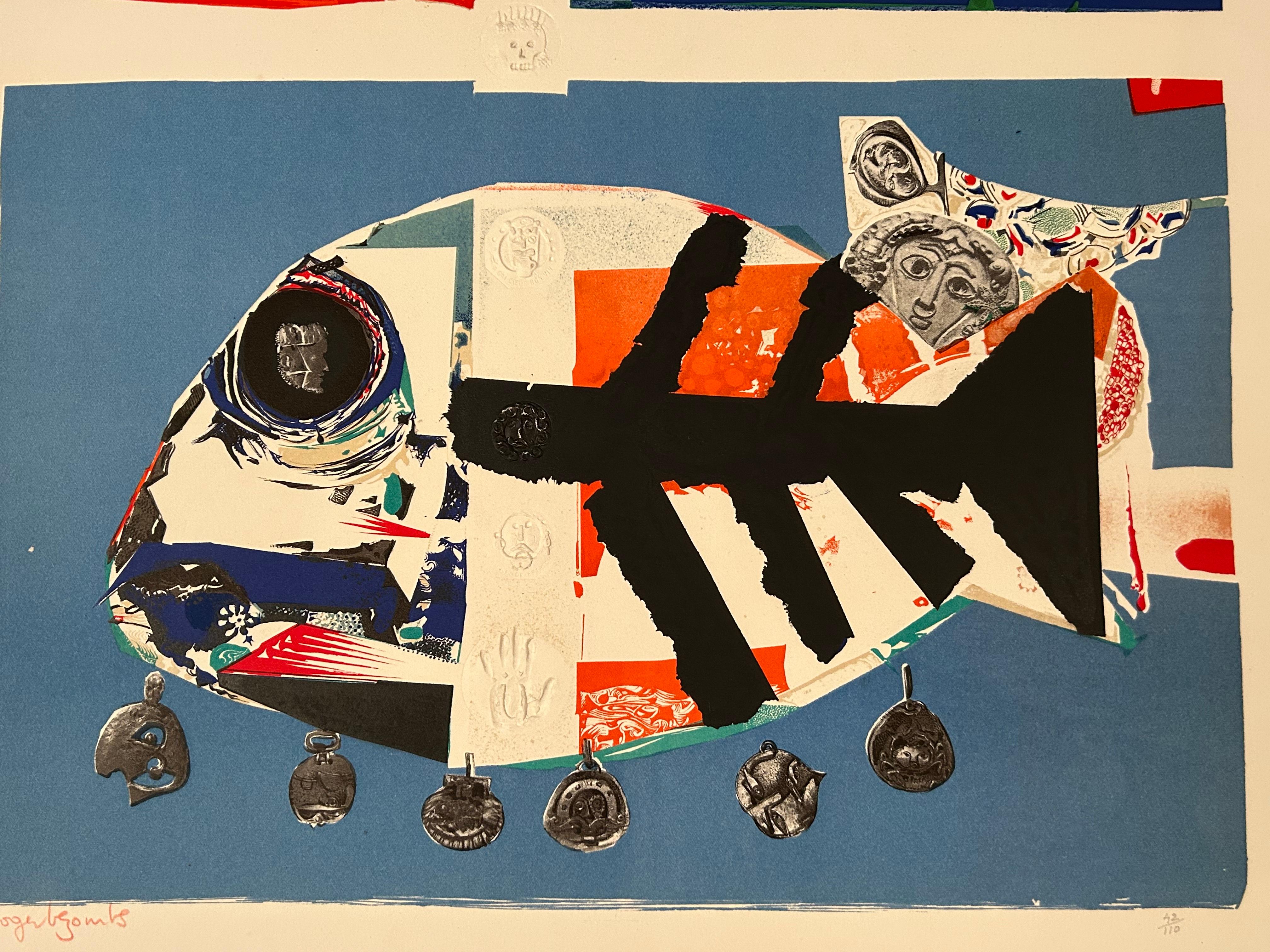 Paper Roger Bezombes Lithograph Of Fish For Sale