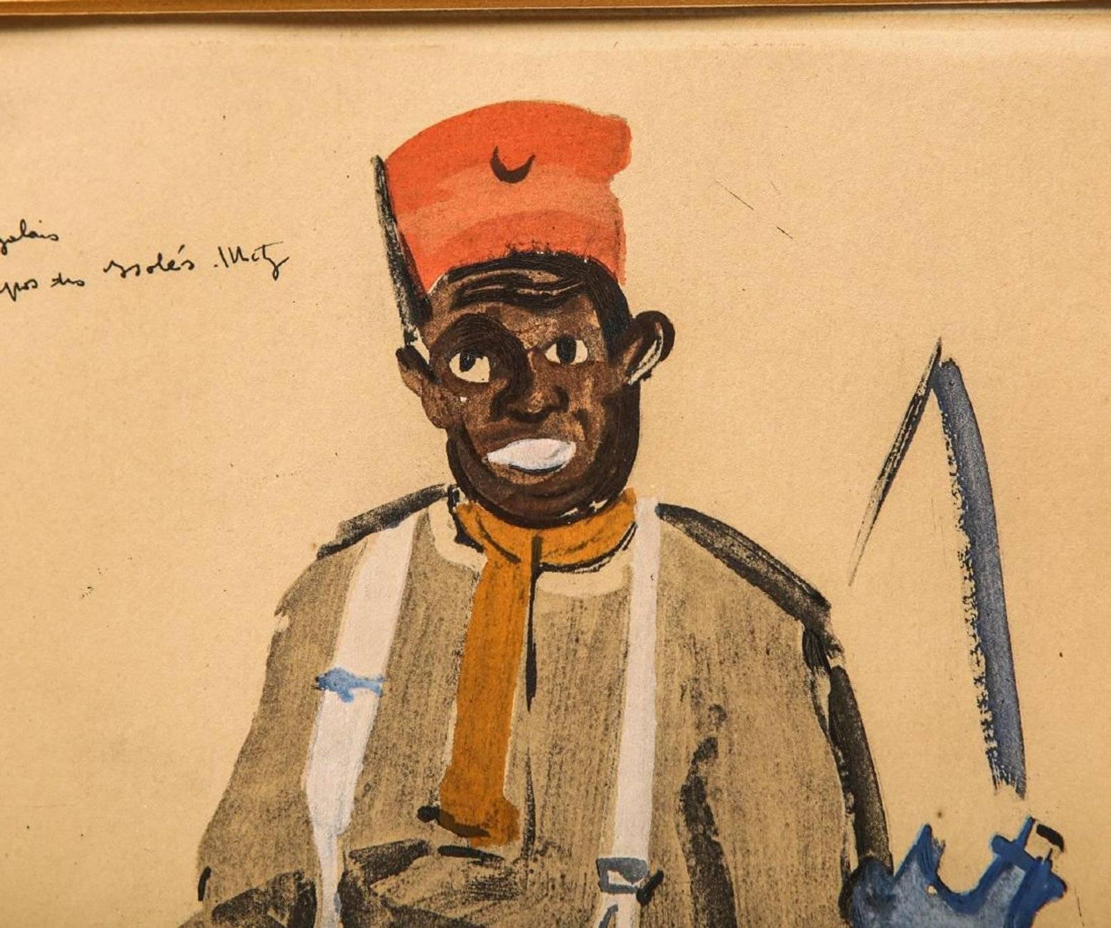 Expressionist Roger Bezombes Print of a Senegalese French Foreign Legion Soldier
