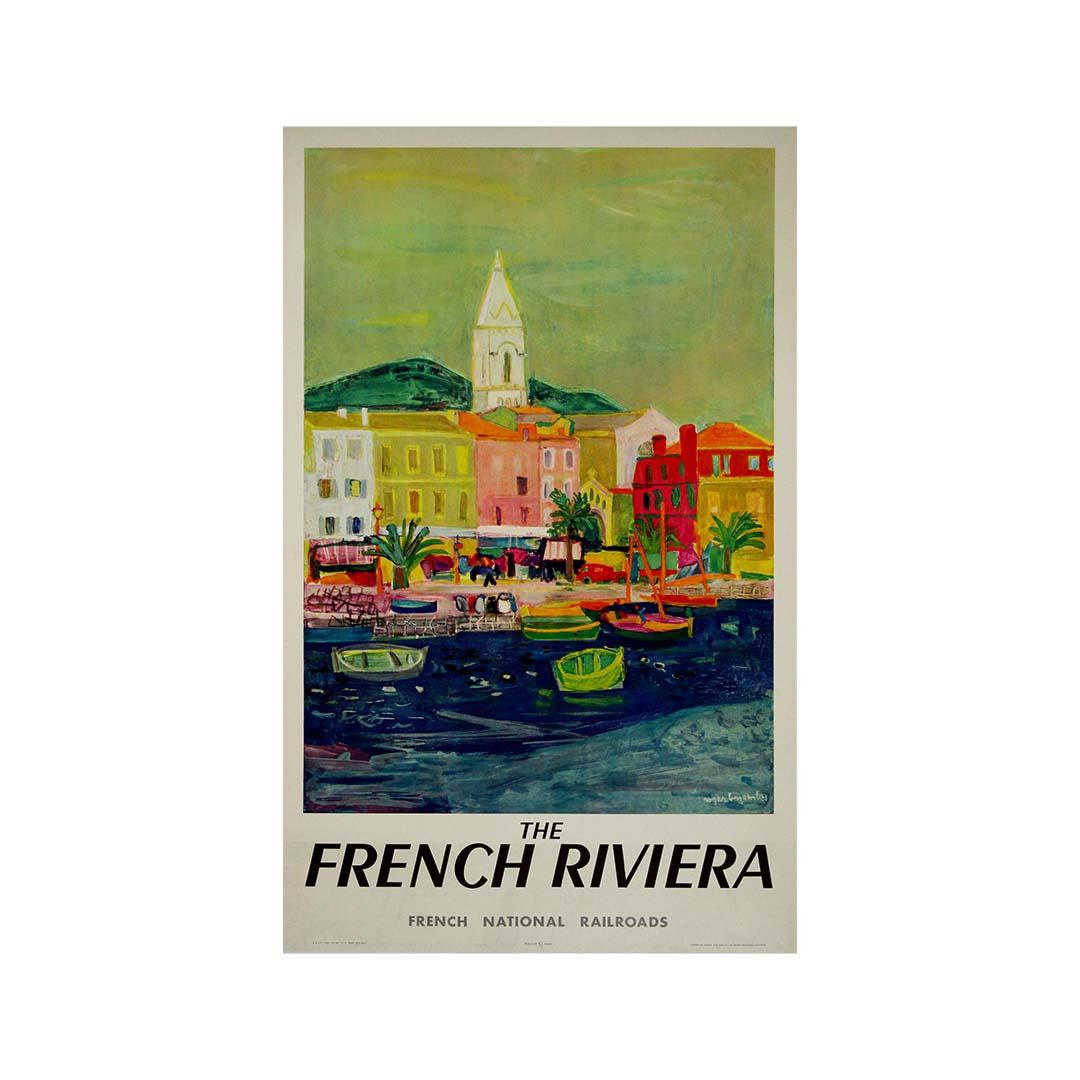 Affiche originale de 1956 - La Côte d'Azur - Chemins de fer nationaux français SNCF en vente 2