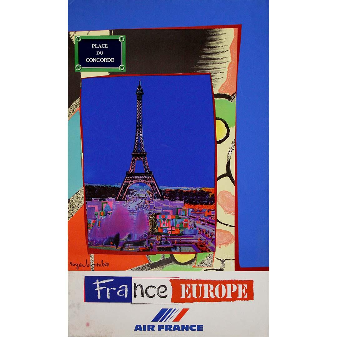 1981 original travel poster by Roger Bezombes - Air France - Europe - Concorde