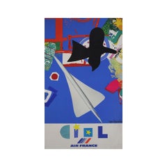1981 Roger Bezombes Ciel Original Air France Travel Poster