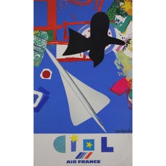 1981 Roger Bezombes Ciel Original Air France Travel Poster