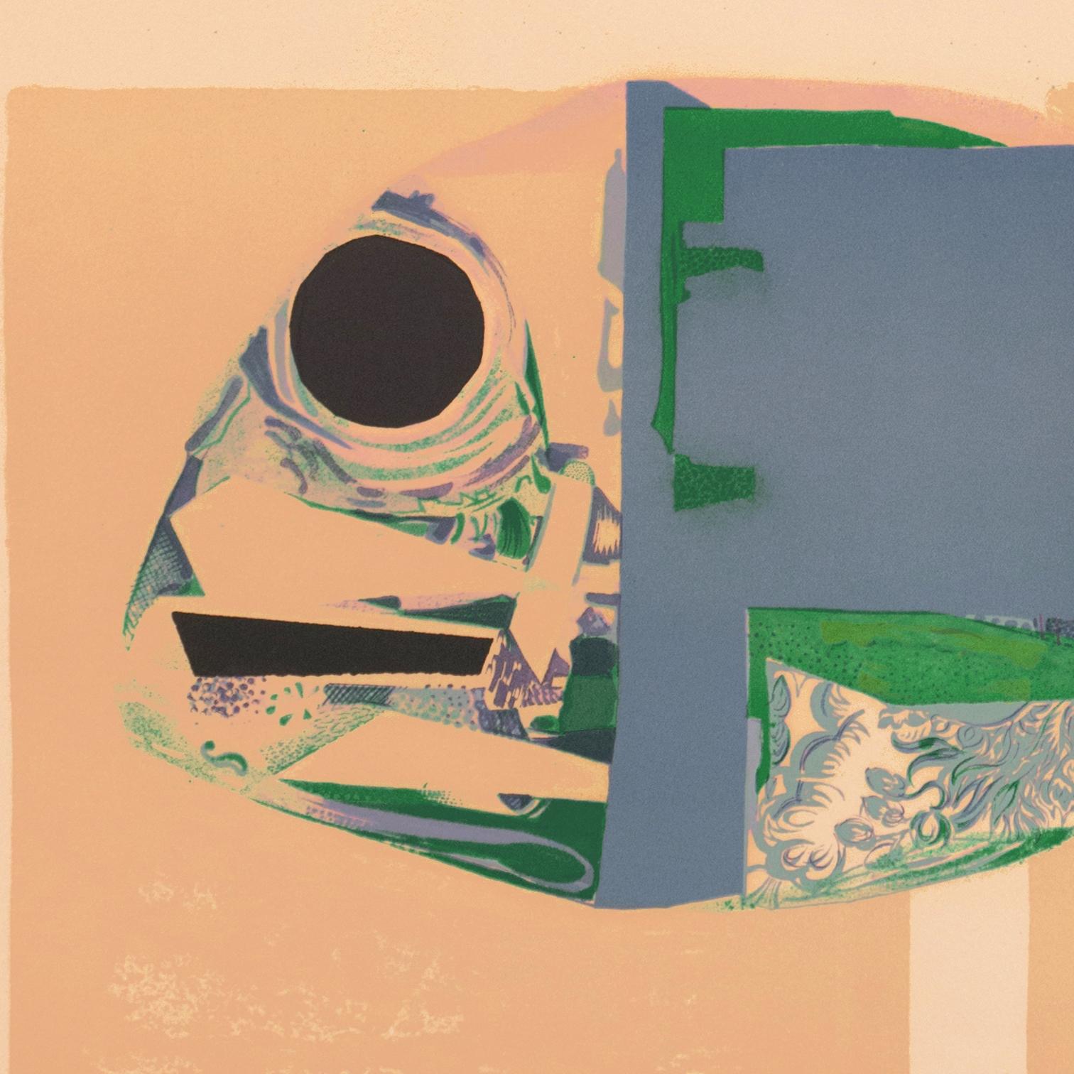 Signed lower left, 'Roger Bezombes' (French, 1913-1994) and titled, 'Poisson bleu' with number and limitation, lower right, '25/150'.

Roger Bezombes first attended the Ècole des Beaux-Arts (1934) and was the recipient of numerous prizes, medals and