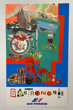 French Modernist Mourlot Lithograph Vintage Air France Poster Roger Bezombes