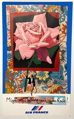 French Modernist Mourlot Lithograph Vintage Air France Poster Roger Bezombes